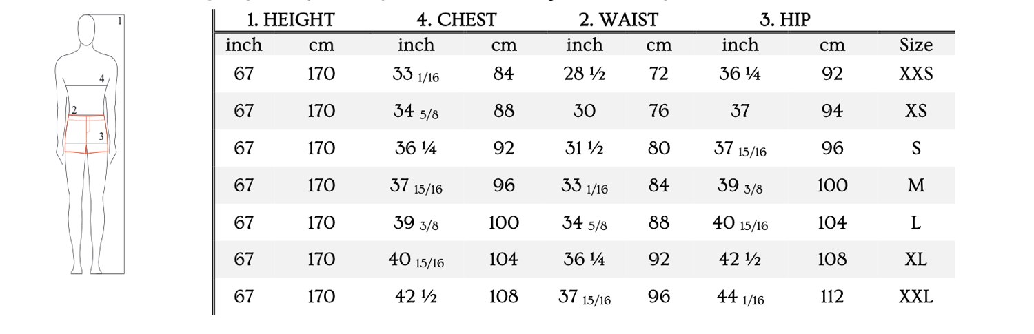 Liviu Shirt — size chart, sizes M L XL XXL, MUNA Patterns PDF download