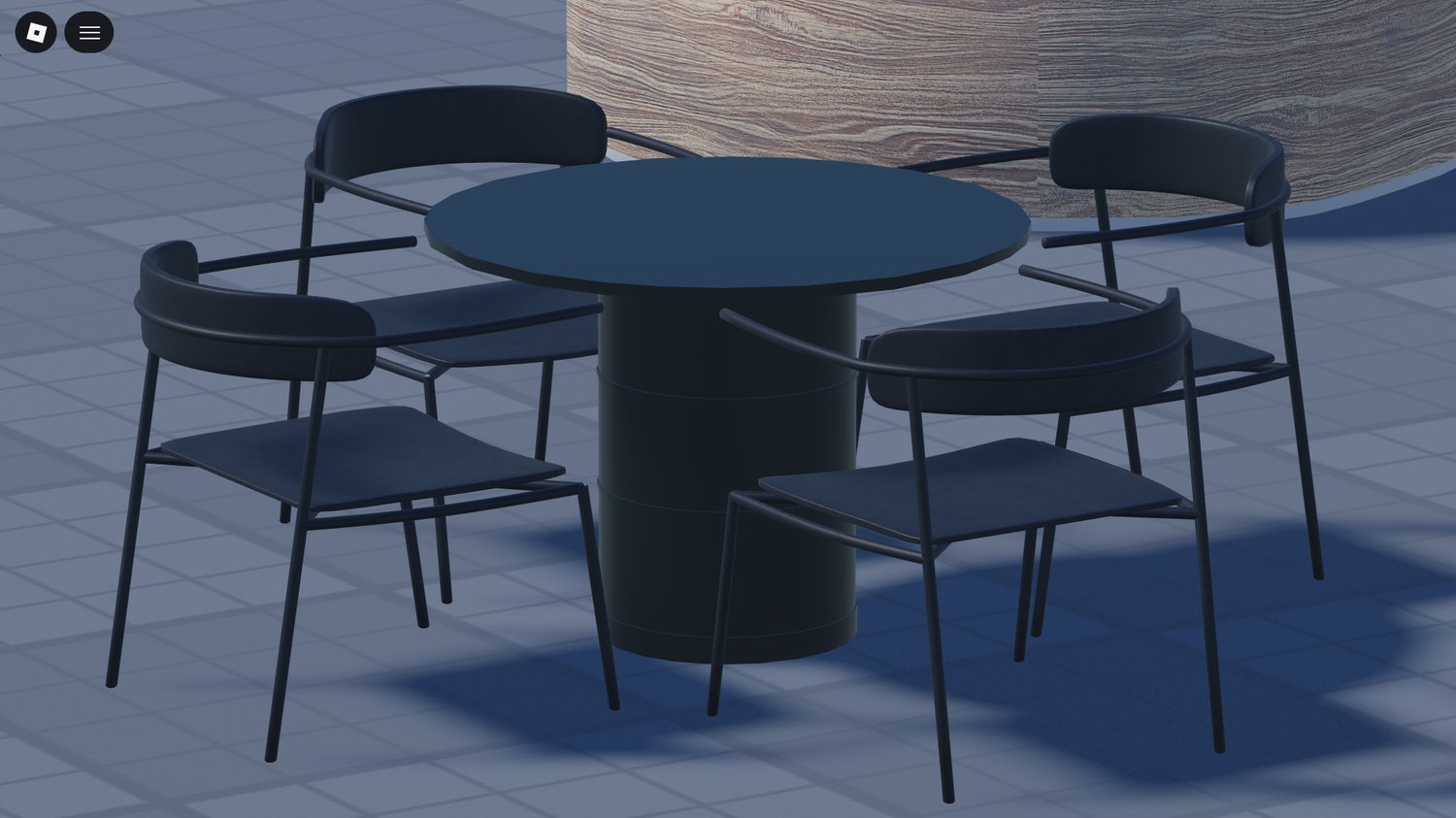 Roblox mall bench seating with decorative flower planter