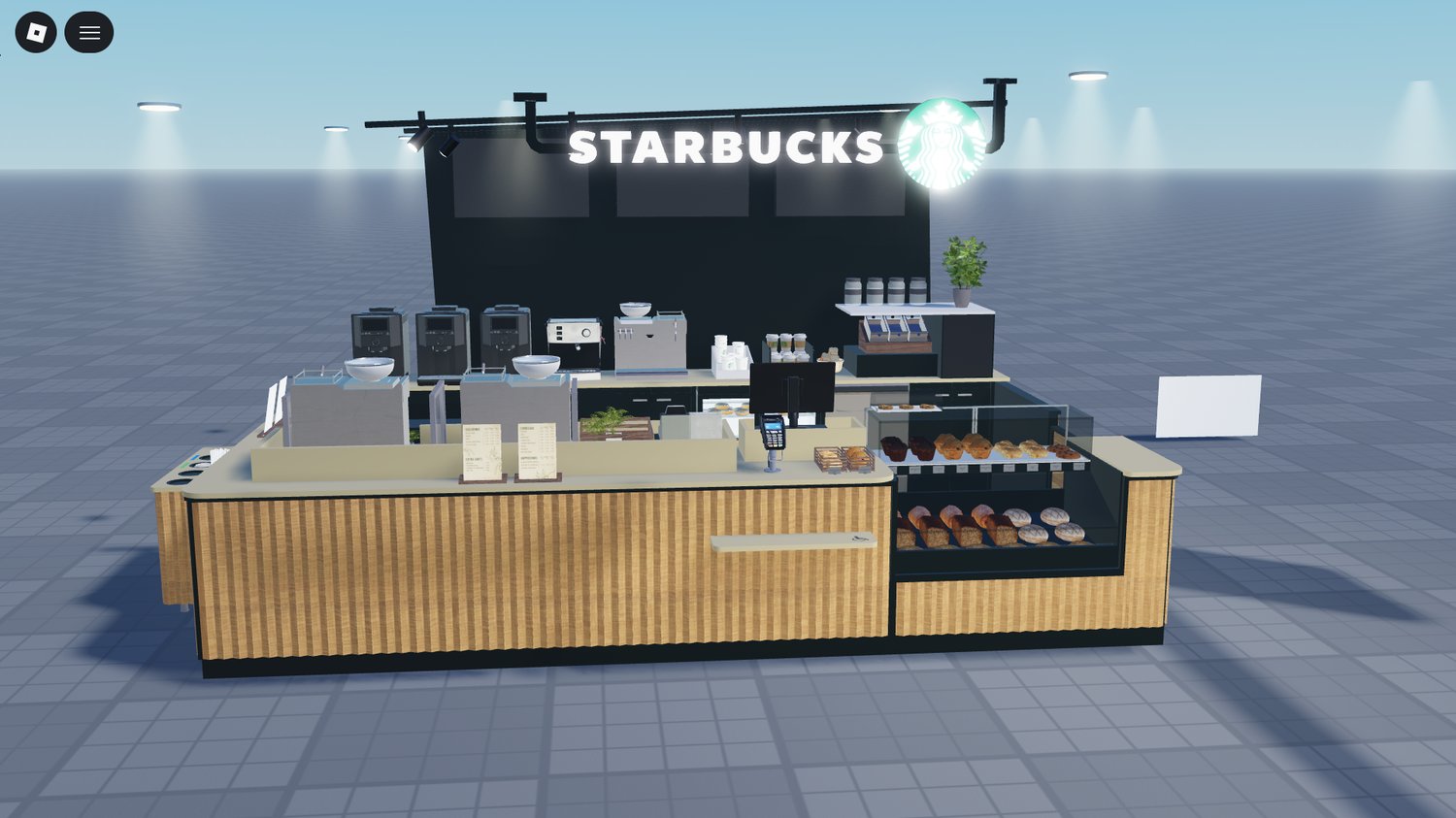 Roblox Starbucks style coffee stand for airport terminals
