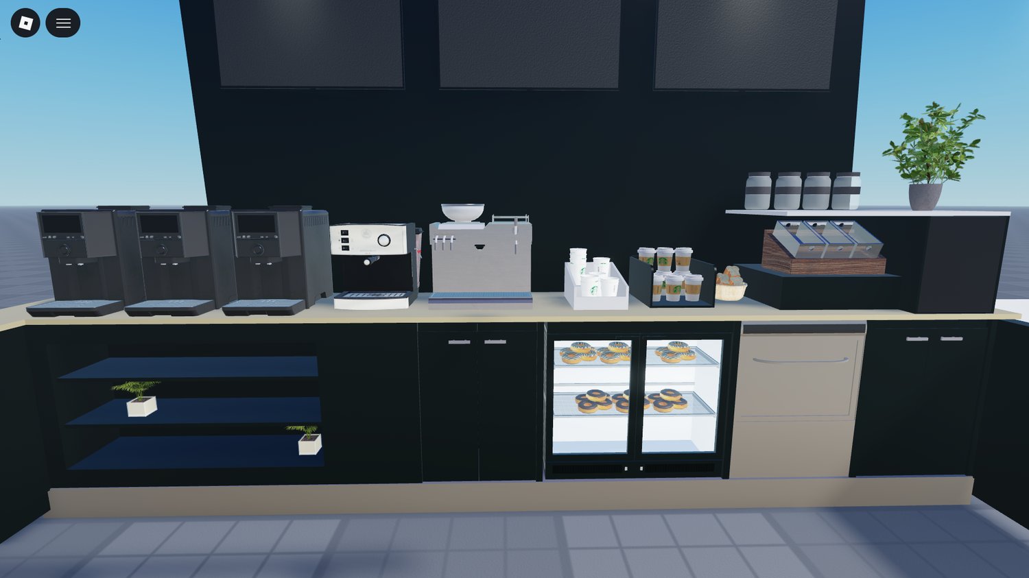 Realistic Roblox airport coffee booth counter