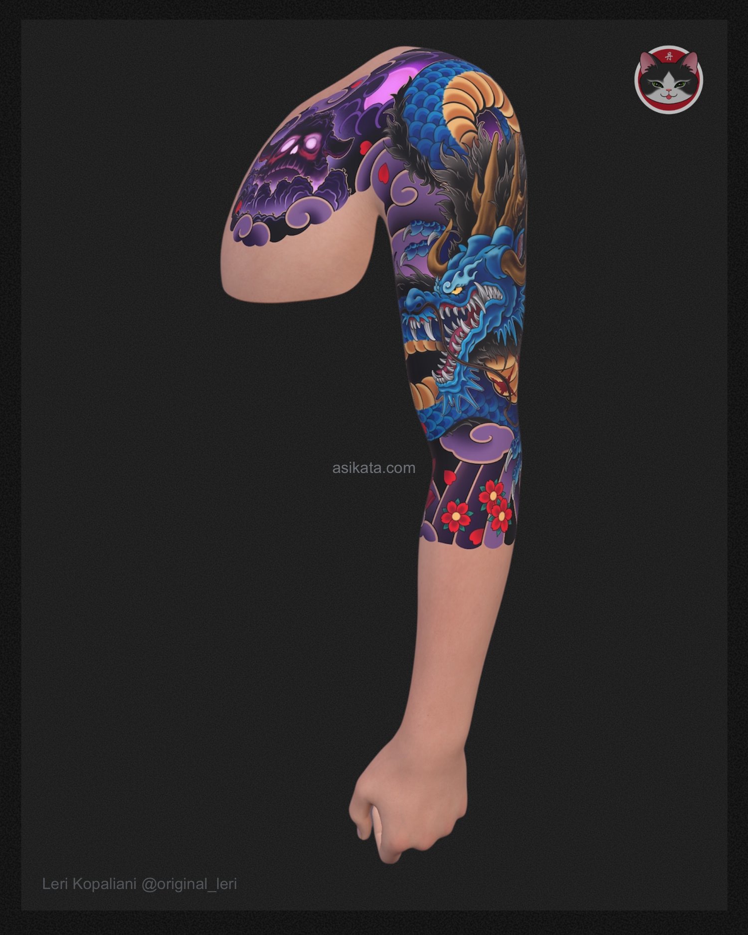 kaido with skull island custom tattoo design with