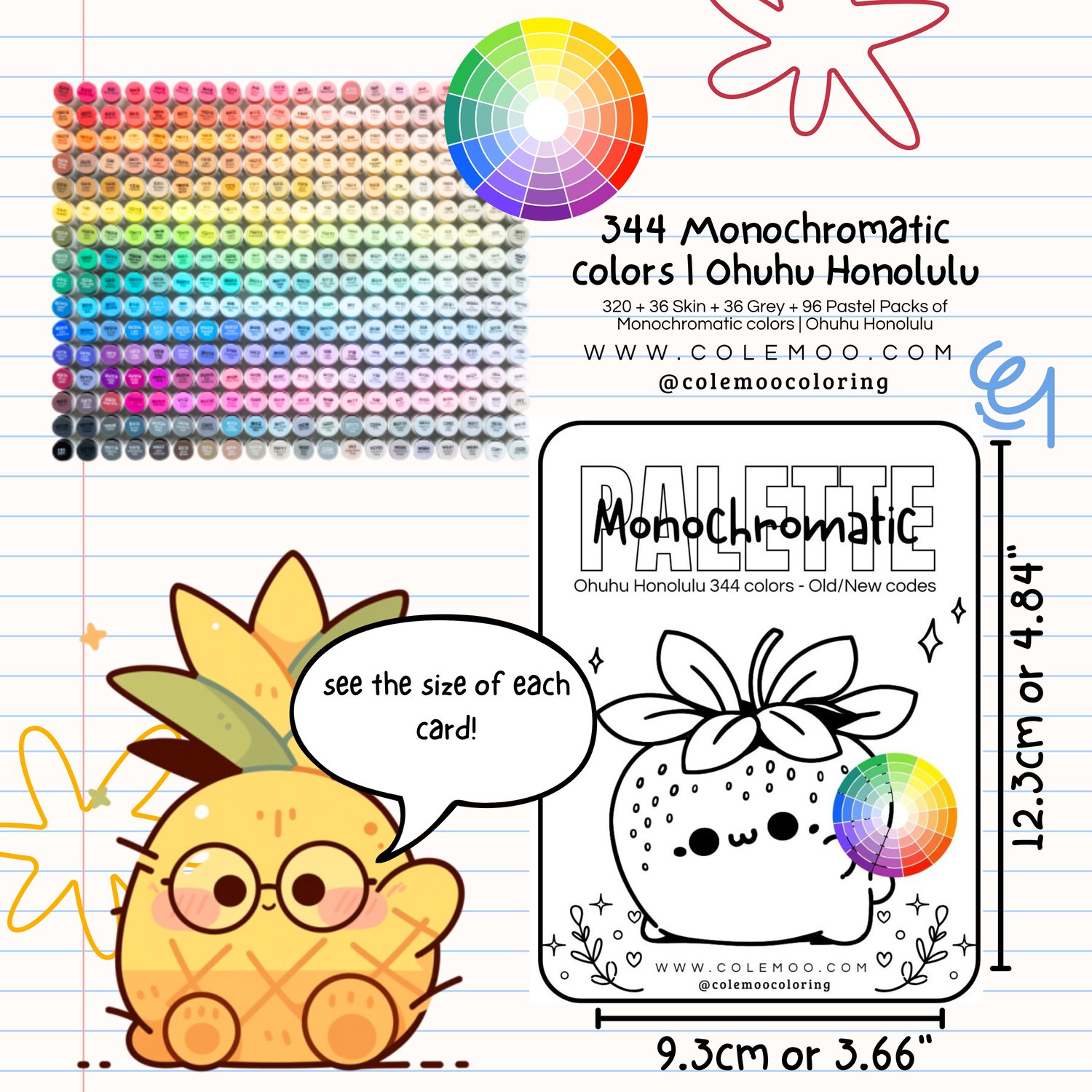 344 (New Codes Only) Ohuhu Honolulu Monochromatic Swatch Cards