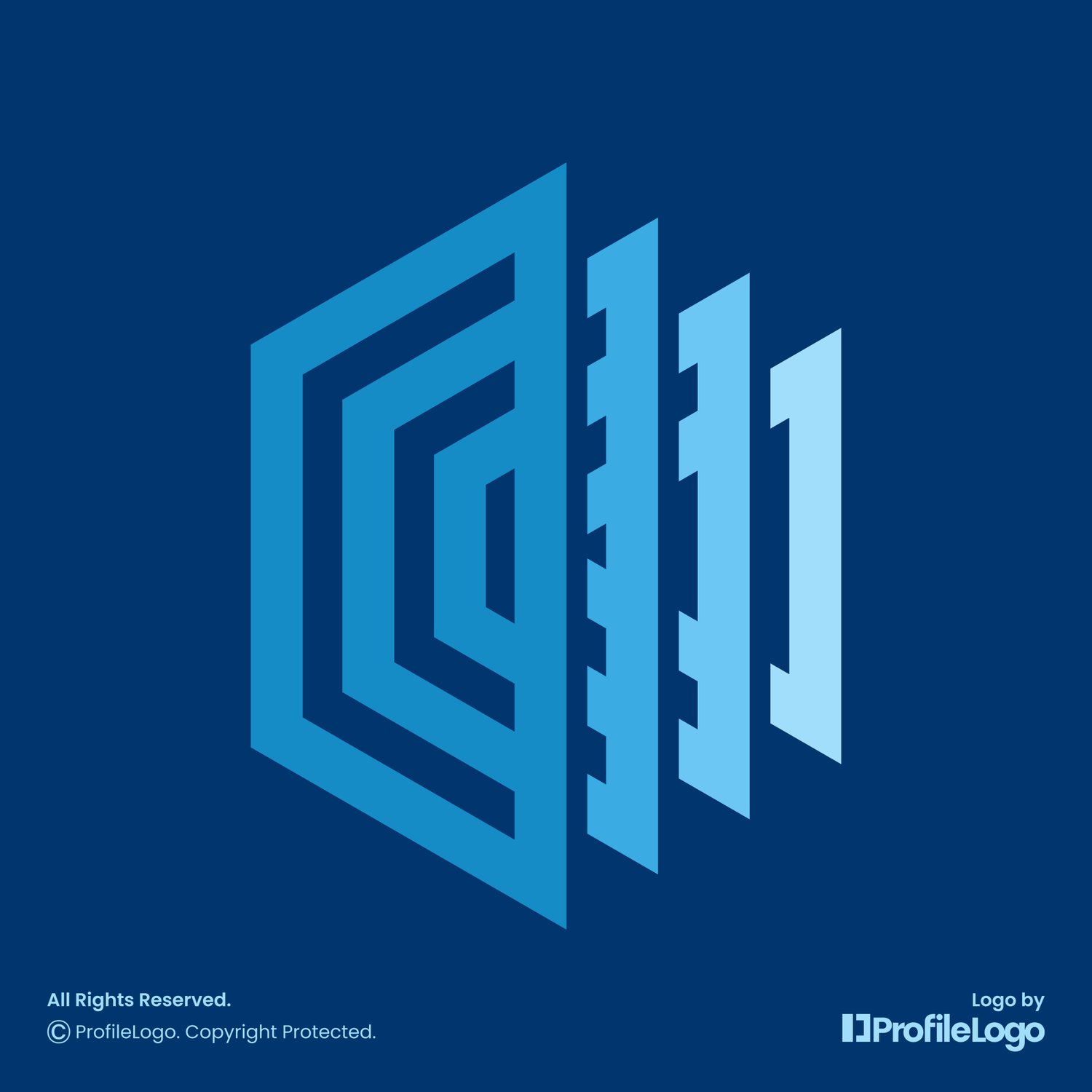Technology geometric line room space logo by ProfileLogo with dark blue background
