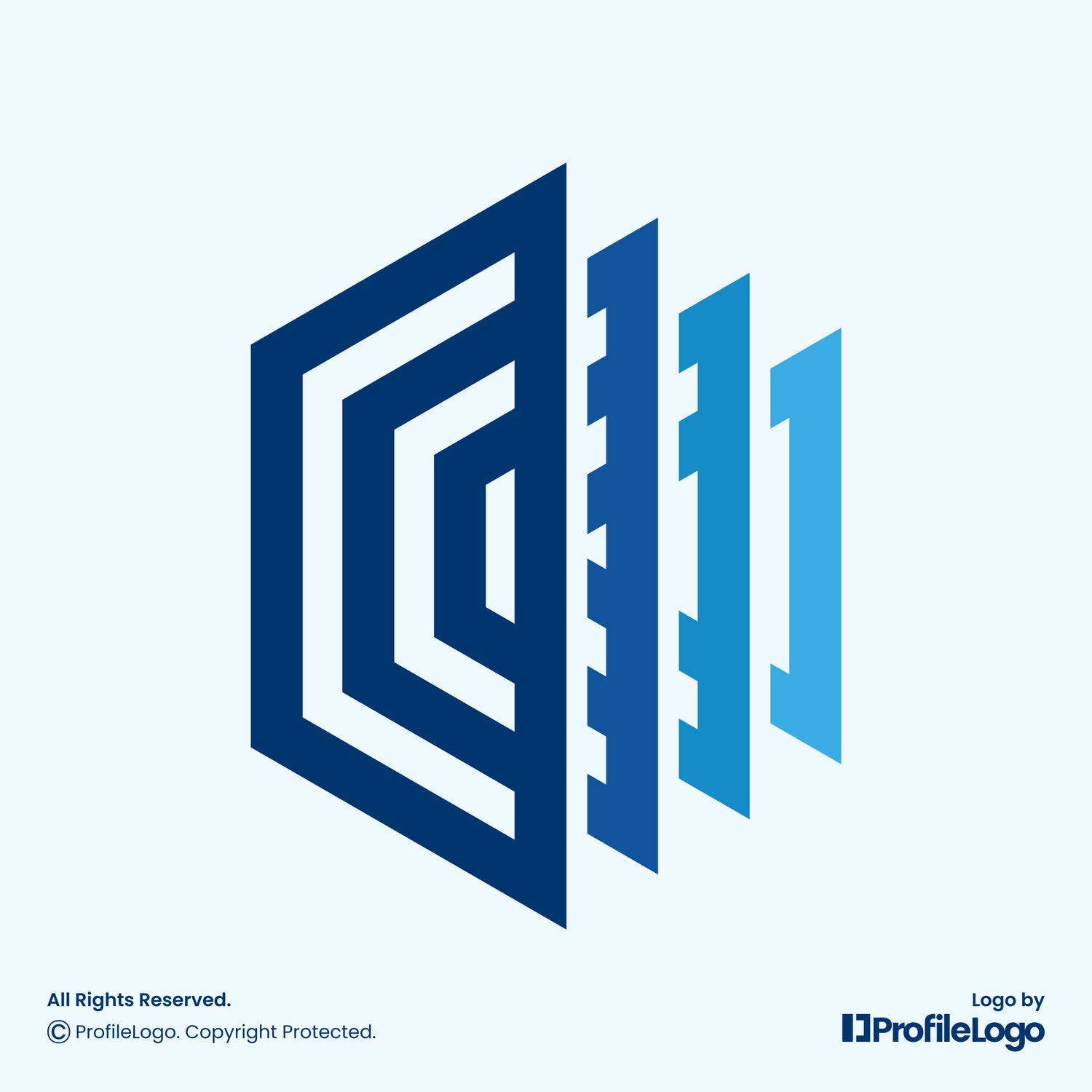 Technology geometric line room space logo by ProfileLogo with light blue background