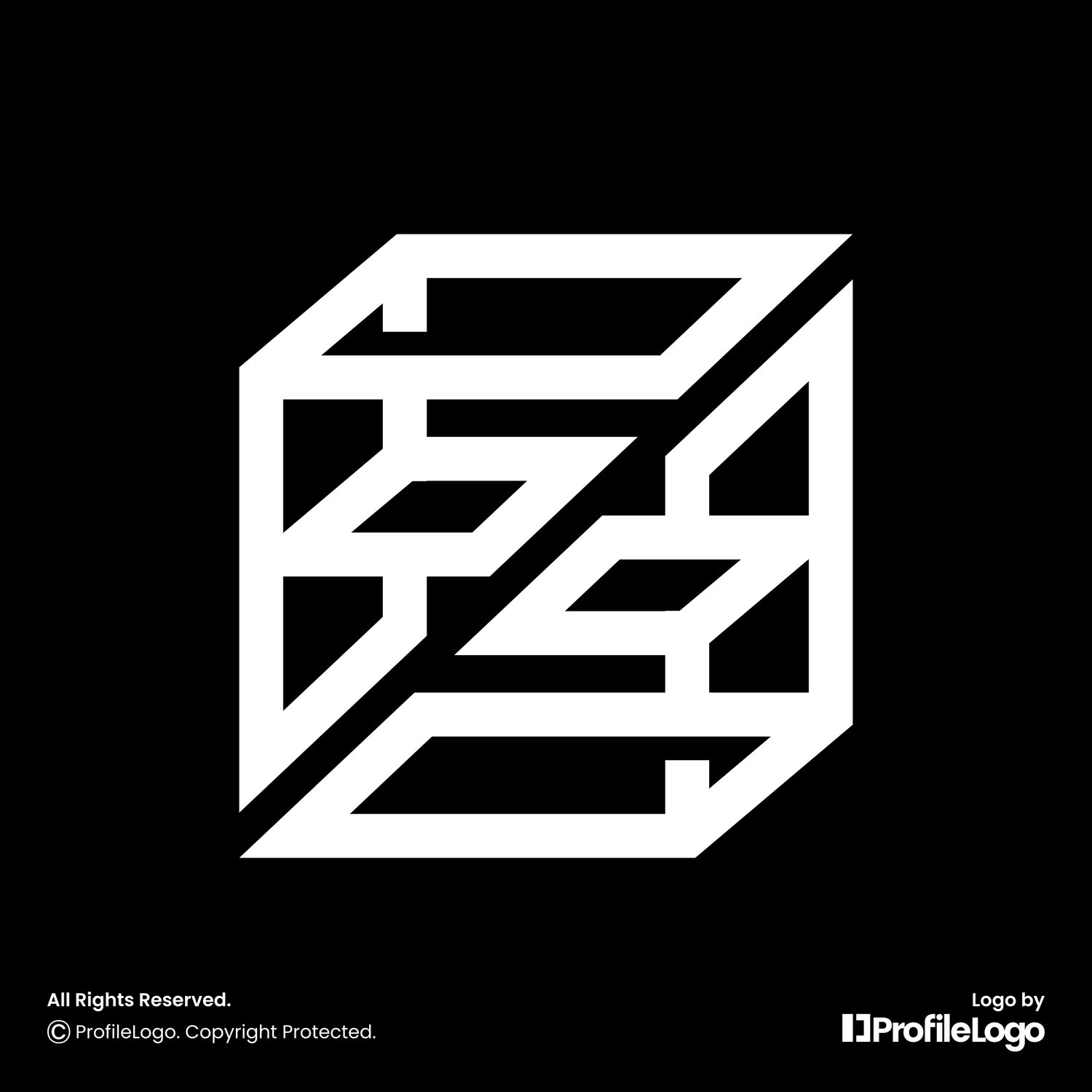 Modern abstract line letter FF logo by ProfileLogo with black background
