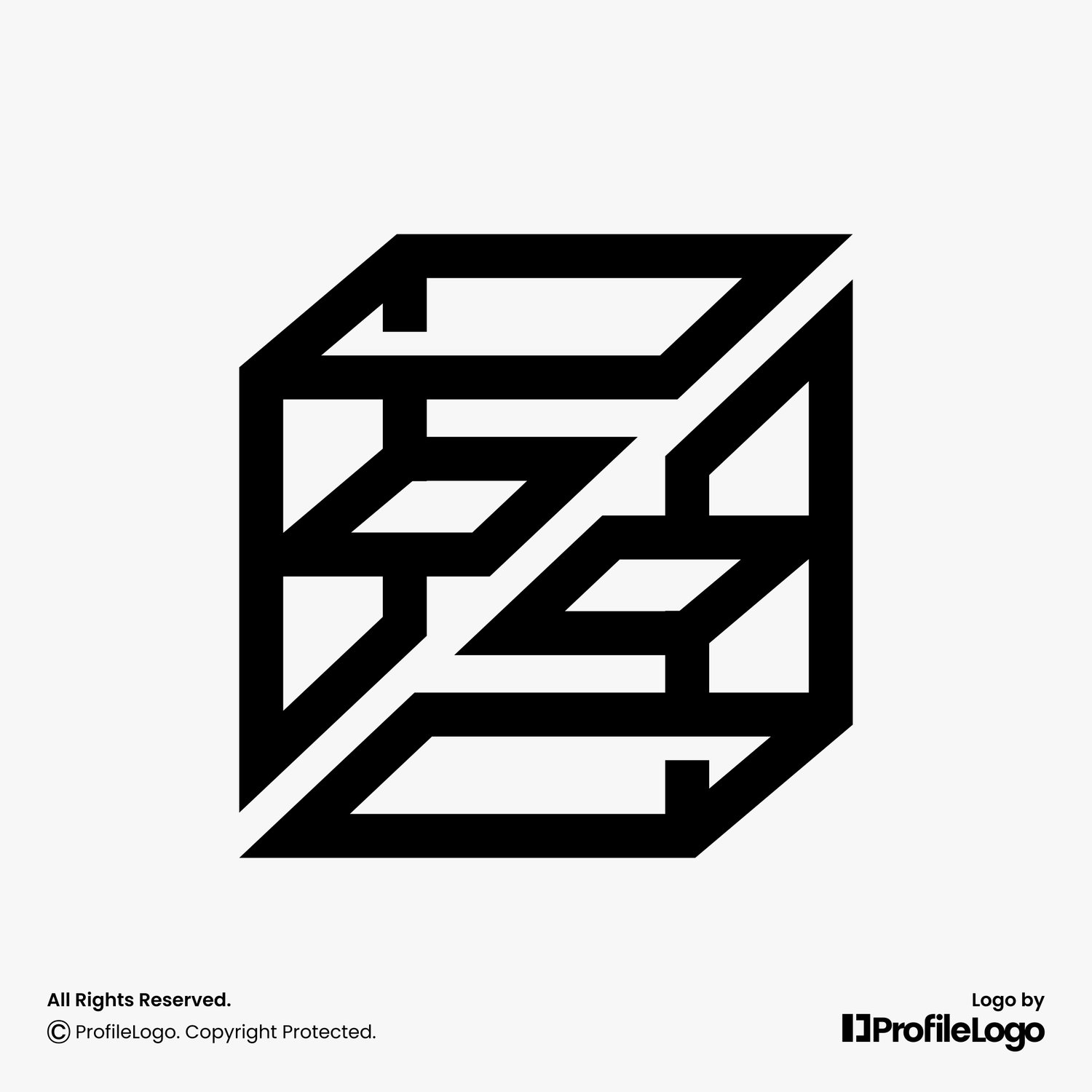 Modern abstract line letter FF logo by ProfileLogo with light grey background