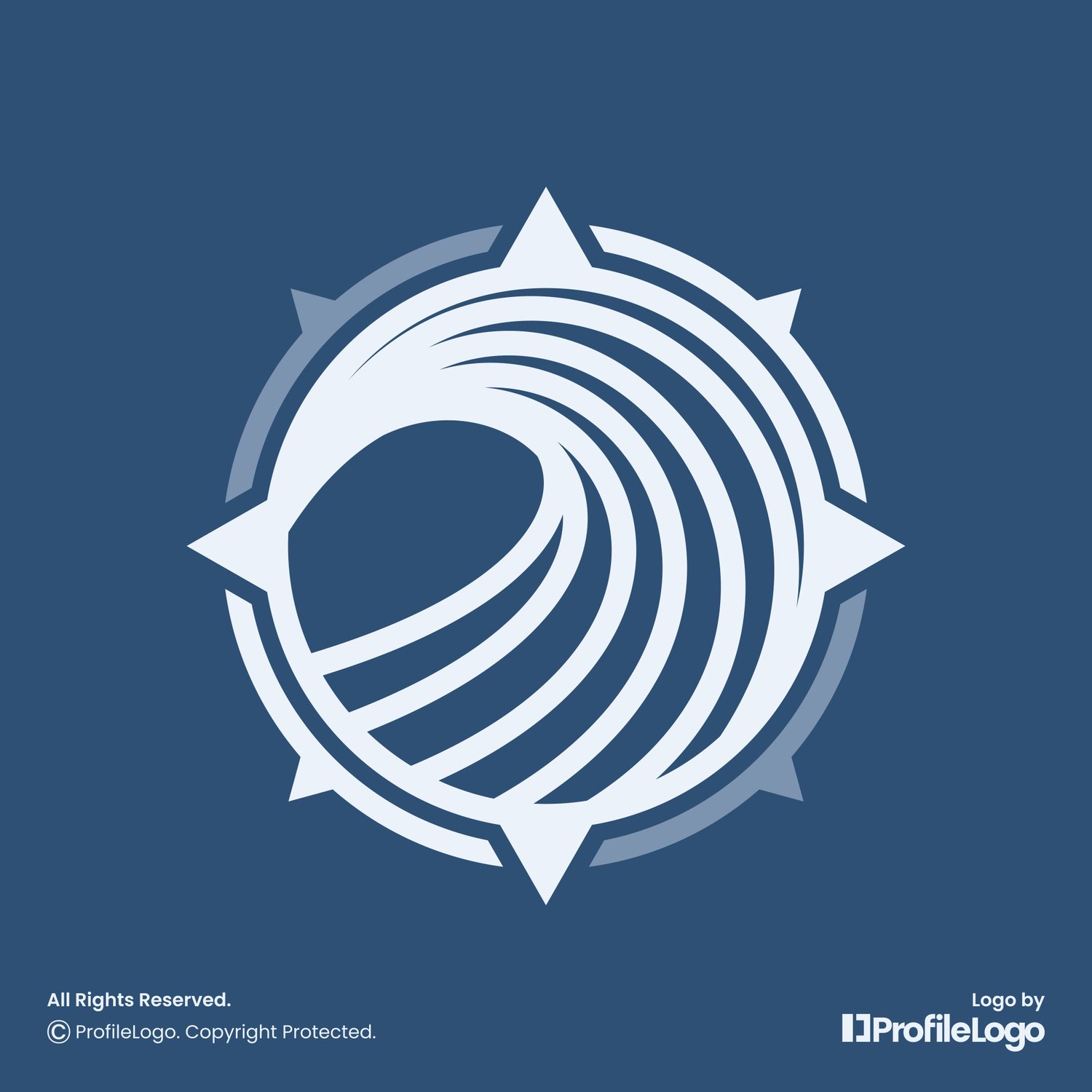 Travel compass sea wave logo by ProfileLogo with dark blue background