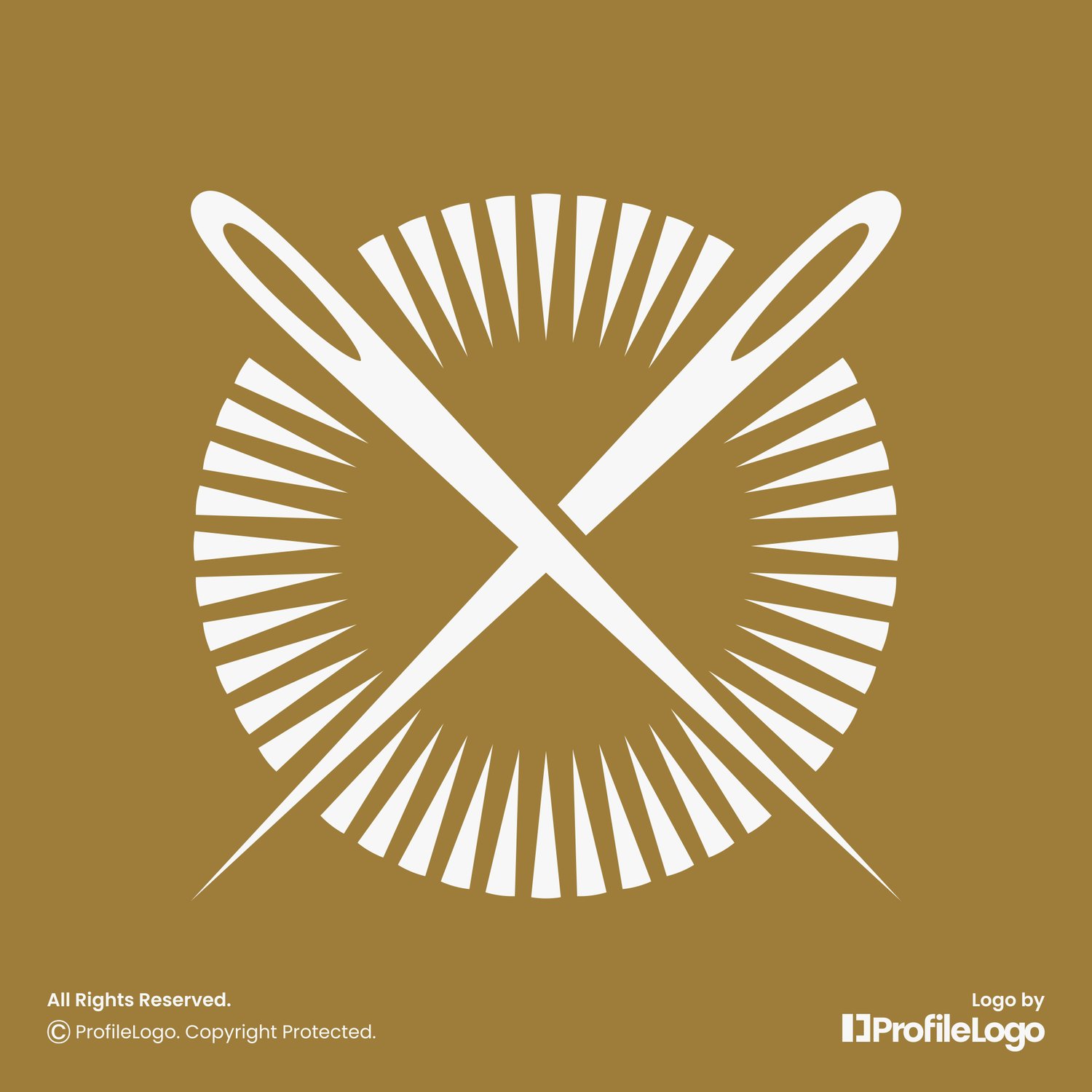 Luxury abstract sewing needle logo by ProfileLogo with color background