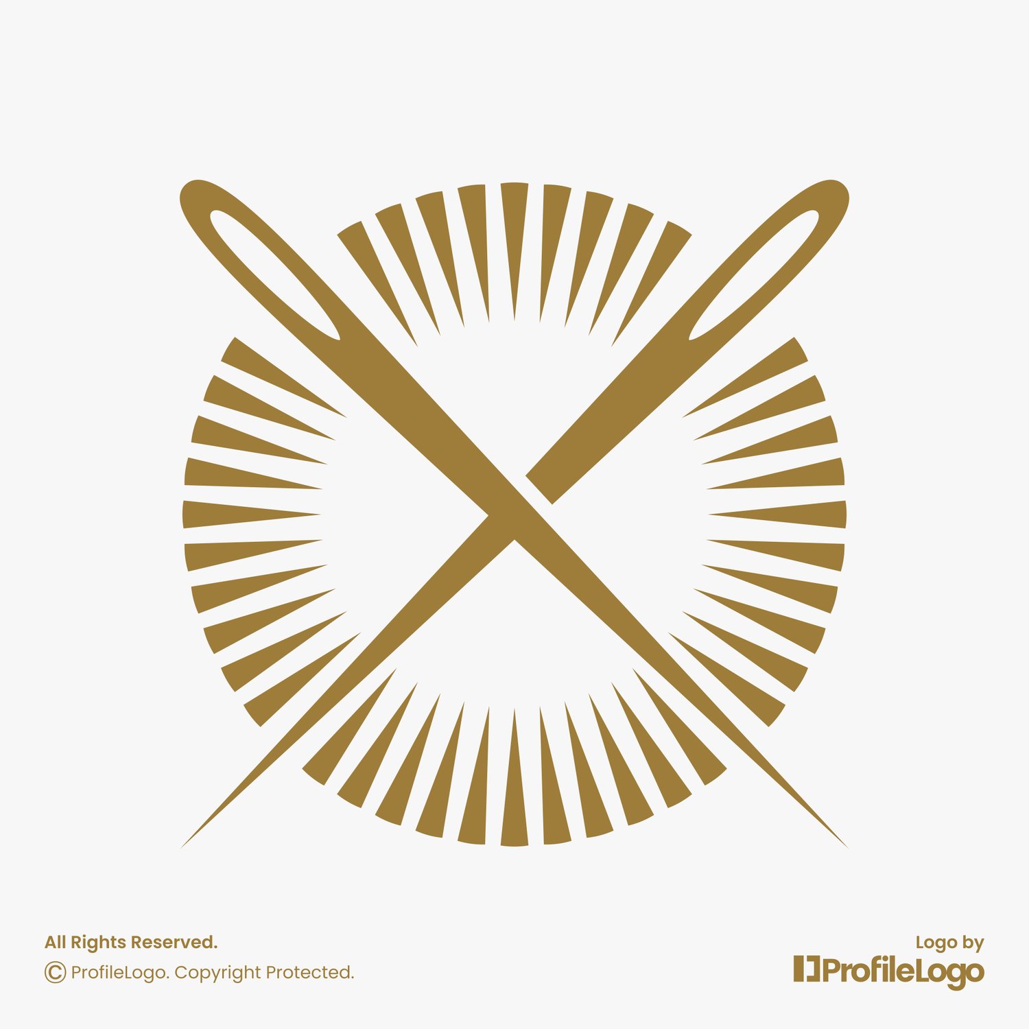 Luxury abstract sewing needle logo by ProfileLogo with light grey background