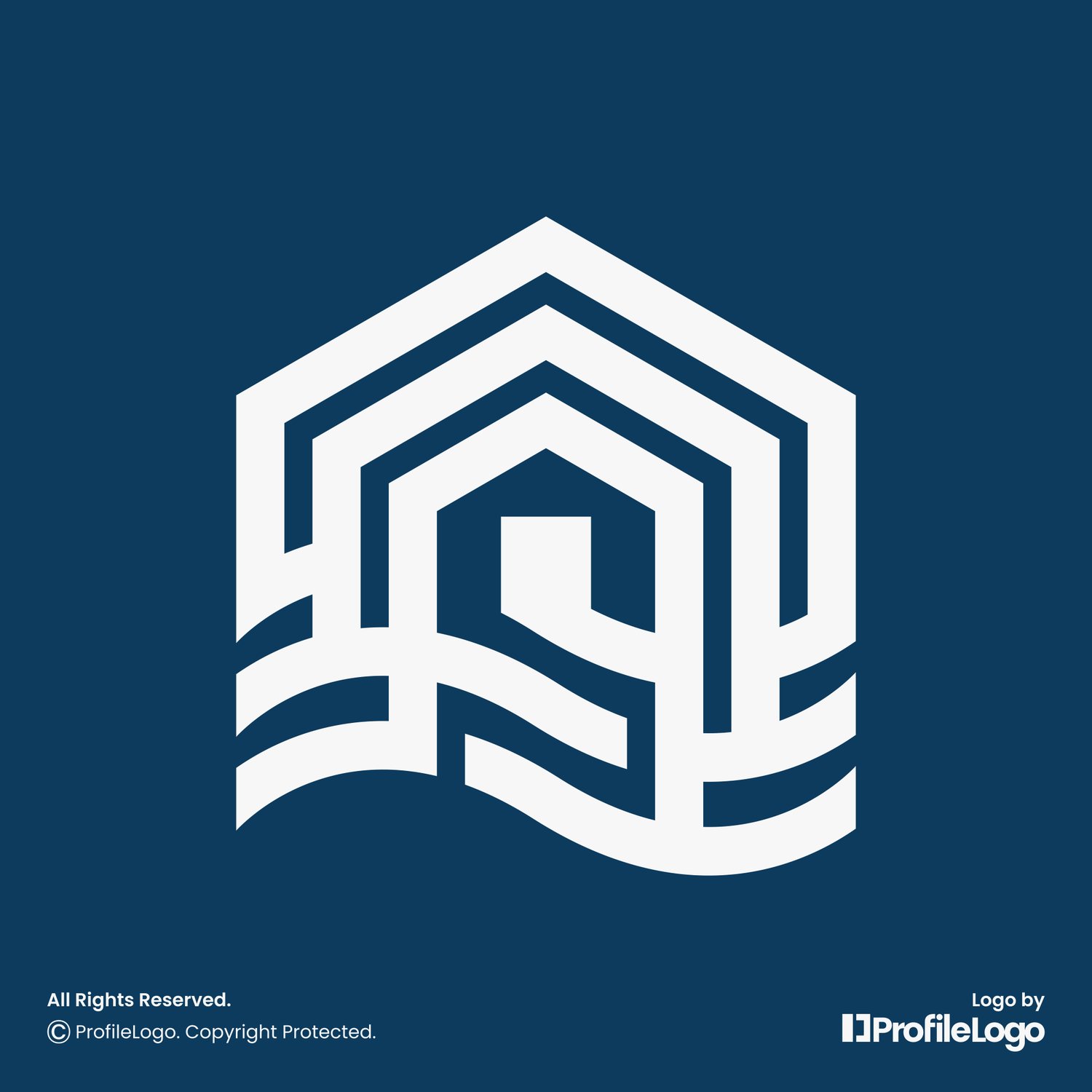 Modern building home wave logo by ProfileLogo with blue background