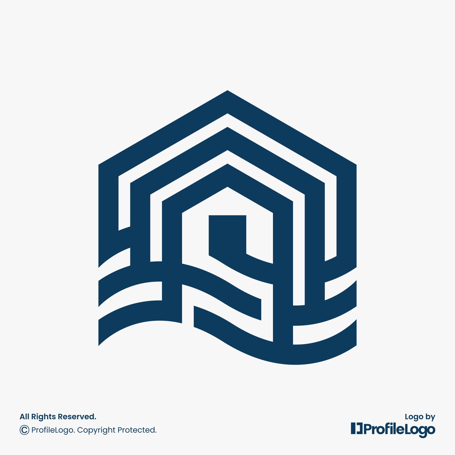 Modern building home wave logo by ProfileLogo with light grey background