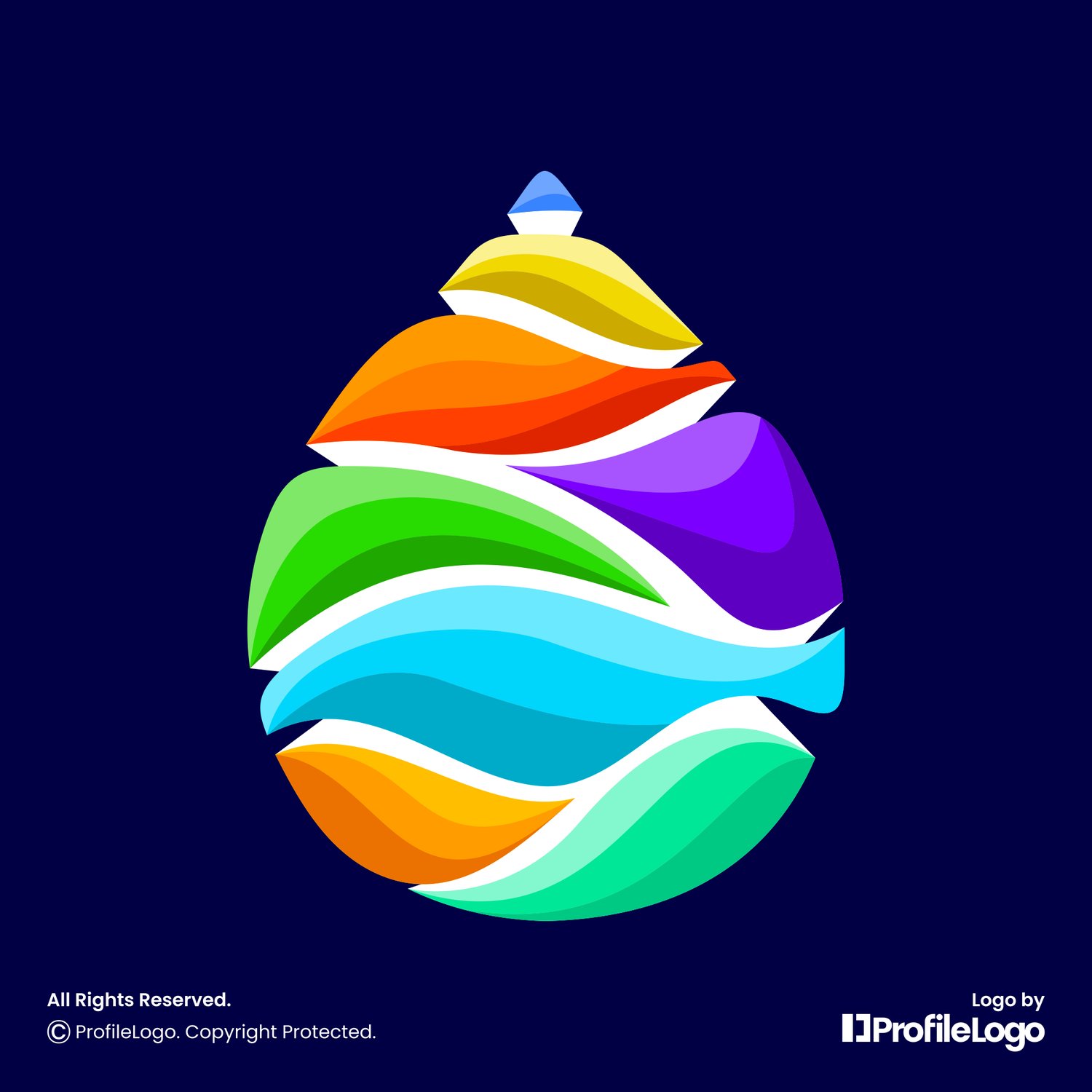 Colorful modern water drop logo by ProfileLogo with dark blue background