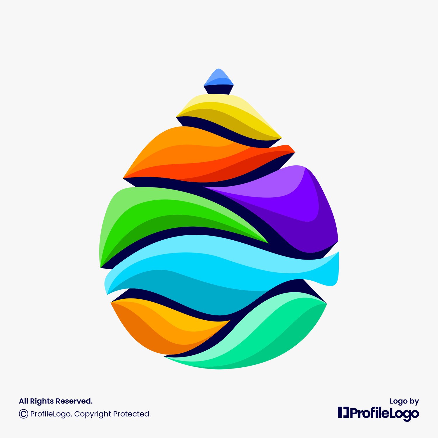 Colorful modern water drop logo by ProfileLogo with light grey background