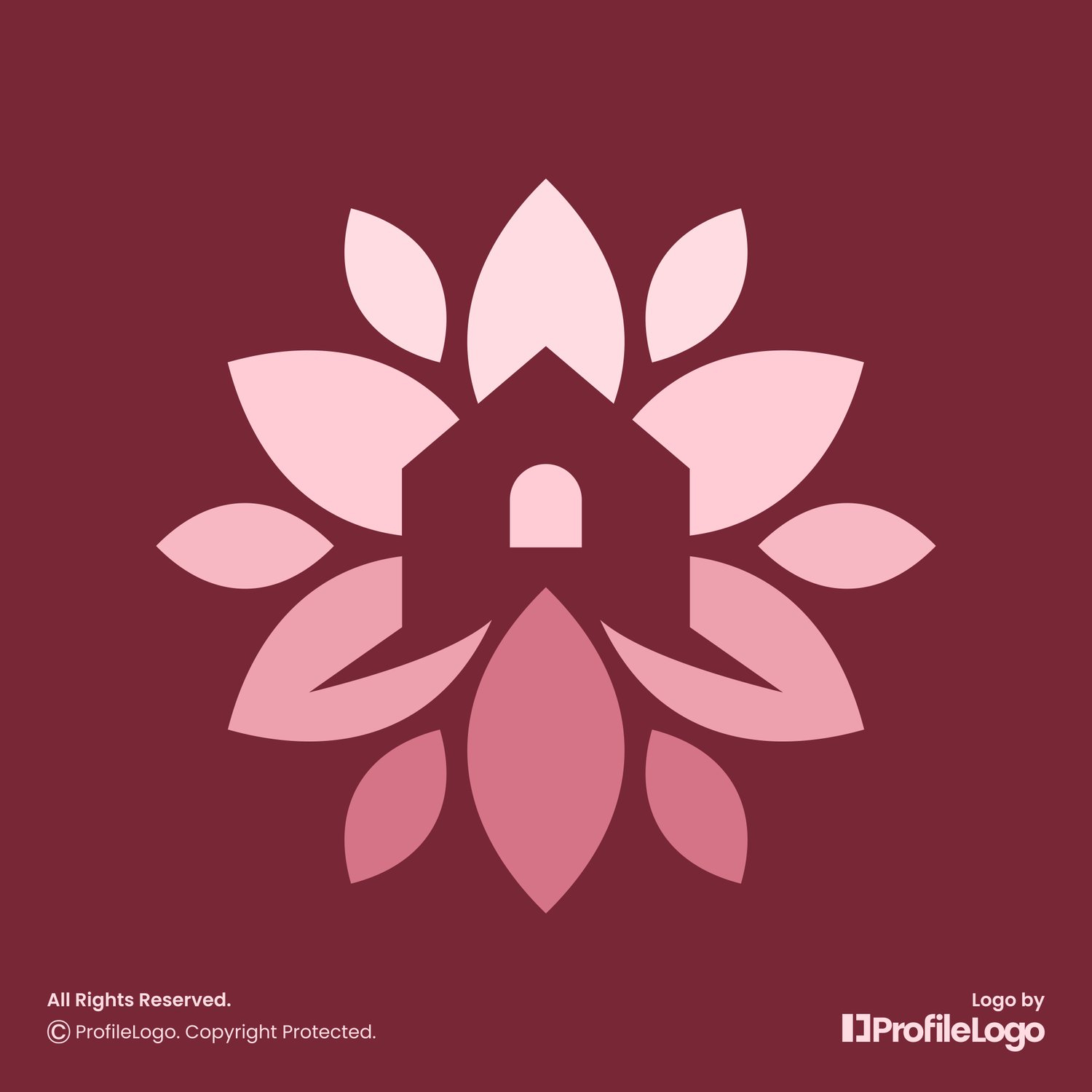 Luxury blossom flower home logo by ProfileLogo with dark background