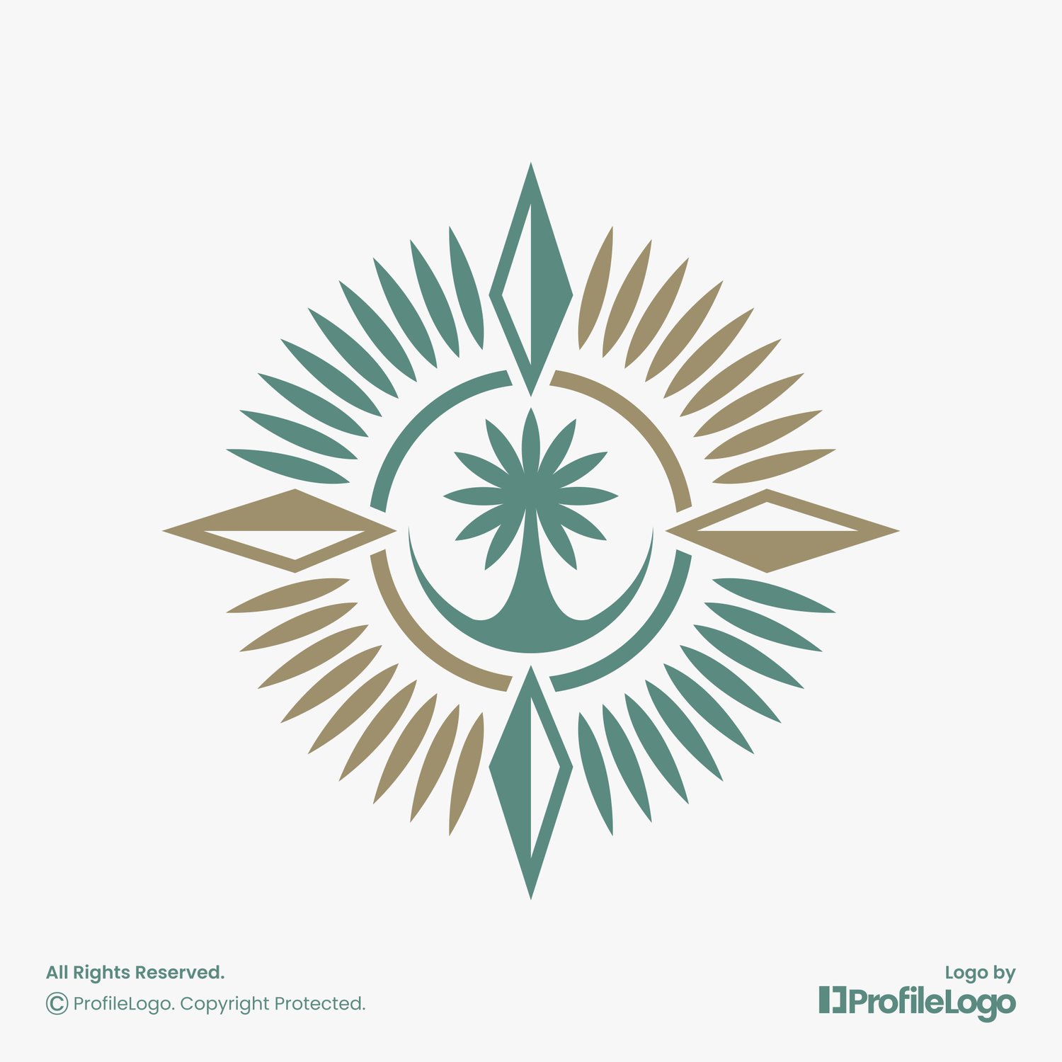 Luxury palm compass logo by ProfileLogo with light grey background