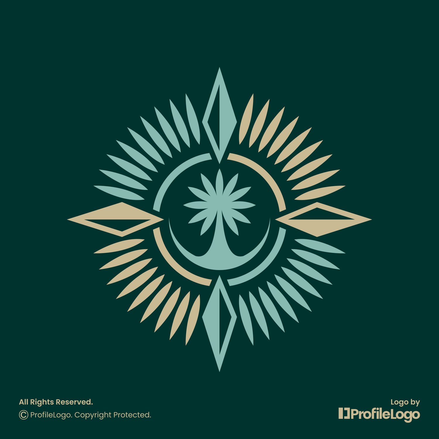 Luxury palm compass logo by ProfileLogo with green background