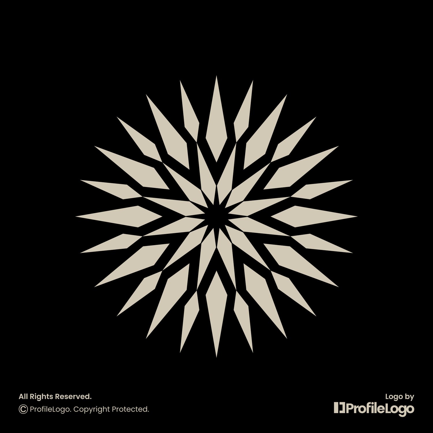 Geometric line sun rays or sparkle star logo by ProfileLogo with black background
