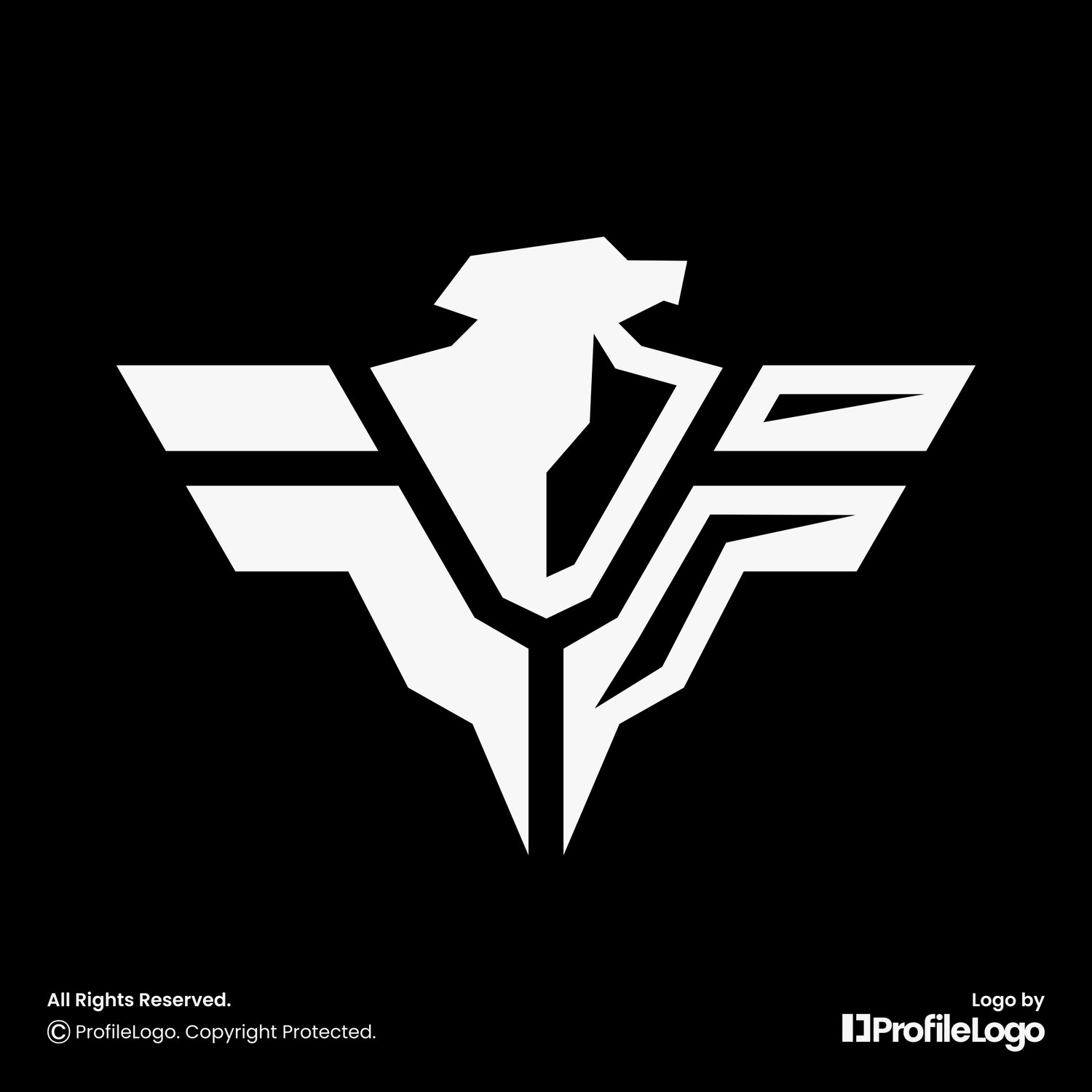 Simple eagle bird letter FF logo by ProfileLogo with black background