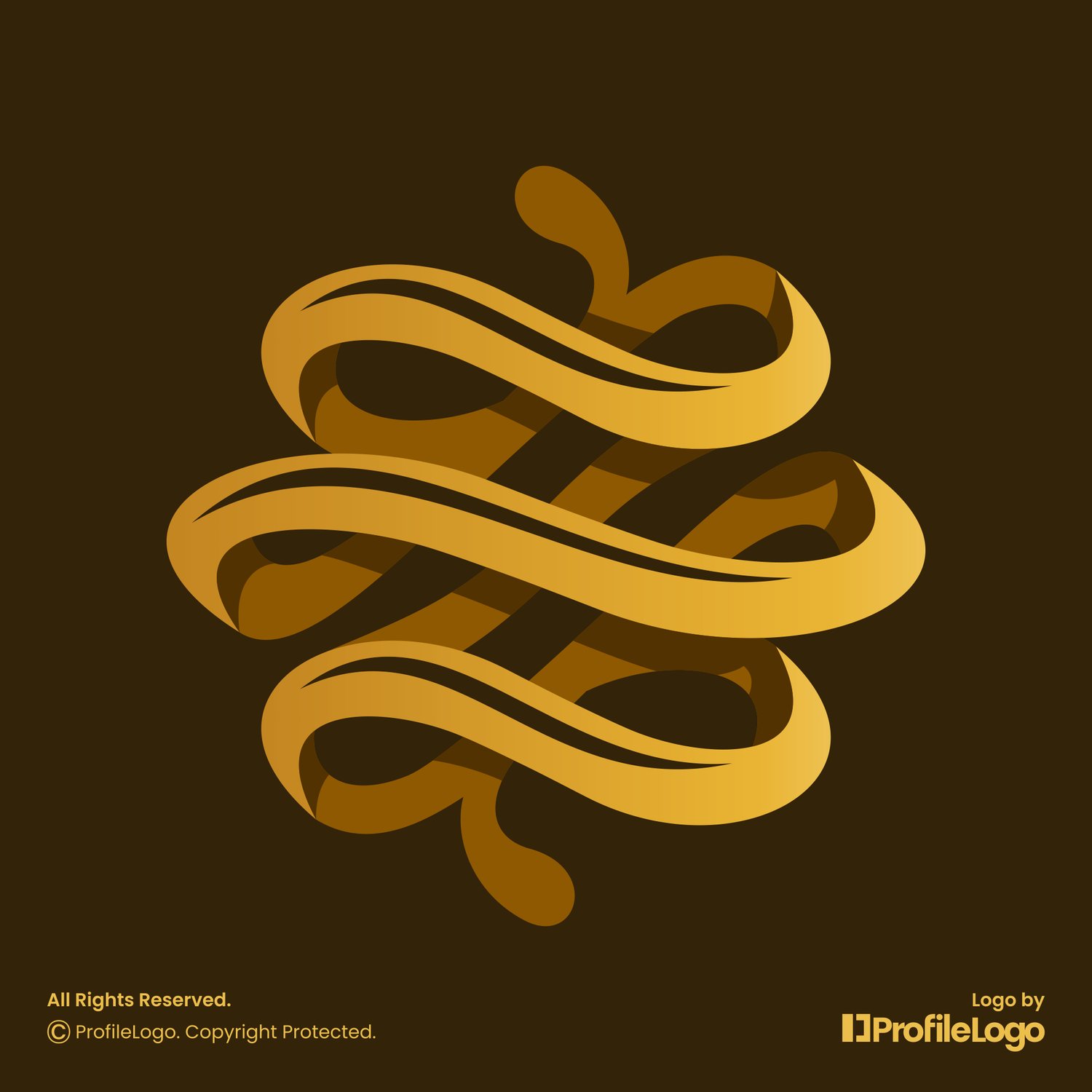 Luxury abstract line letter E logo by ProfileLogo with dark brown background