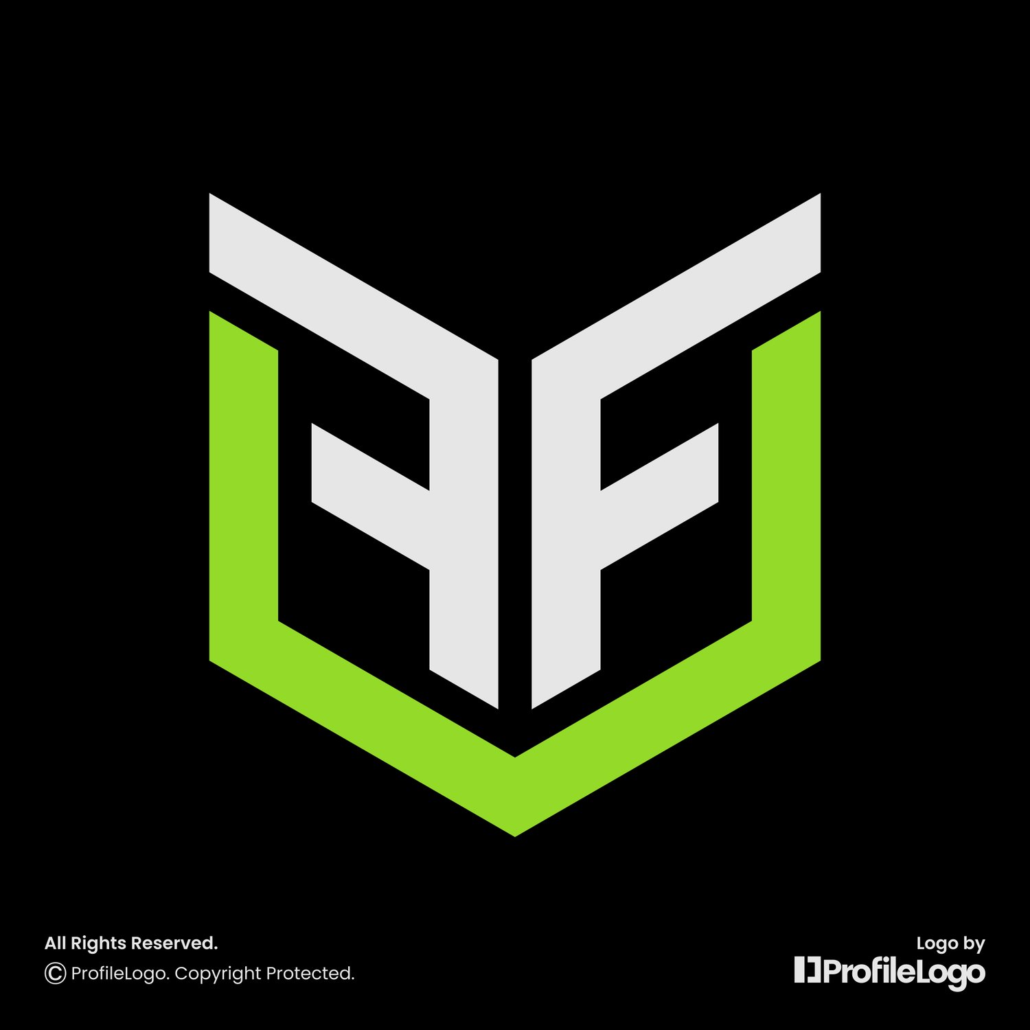 Simple abstract shield letter FF logo by ProfileLogo with black background
