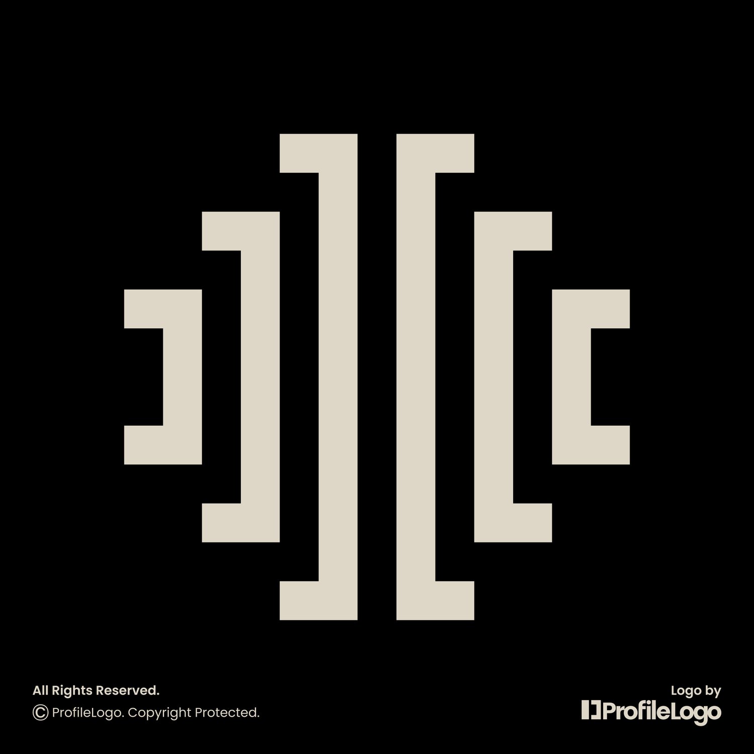 Luxury line legal law pillar logo or letter I logo by ProfileLogo with black background