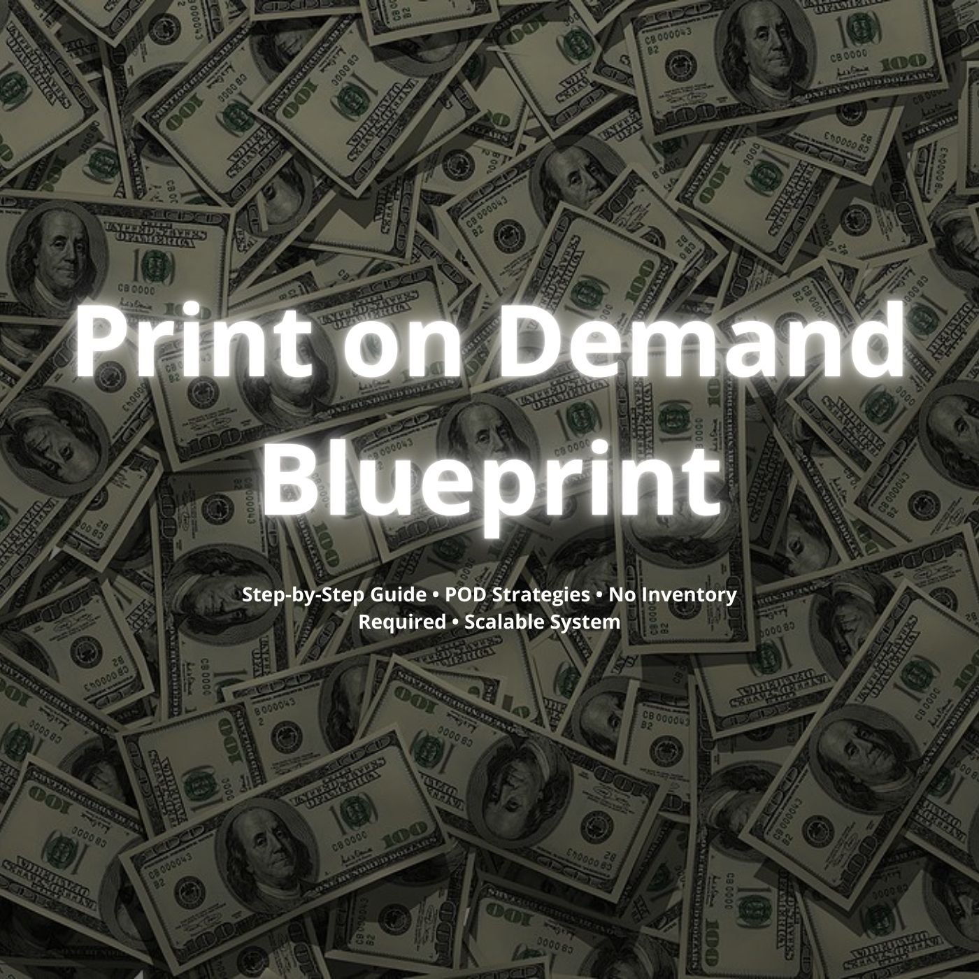 Clean, modern cover showing a laptop and T-shirt mockups with the title ‘Print-on-Demand Blueprint’ and subtitle about launching a POD business without inventory.
