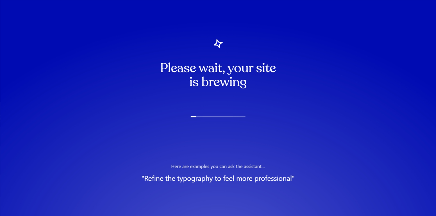 WordPress.com AI website builder creating a website