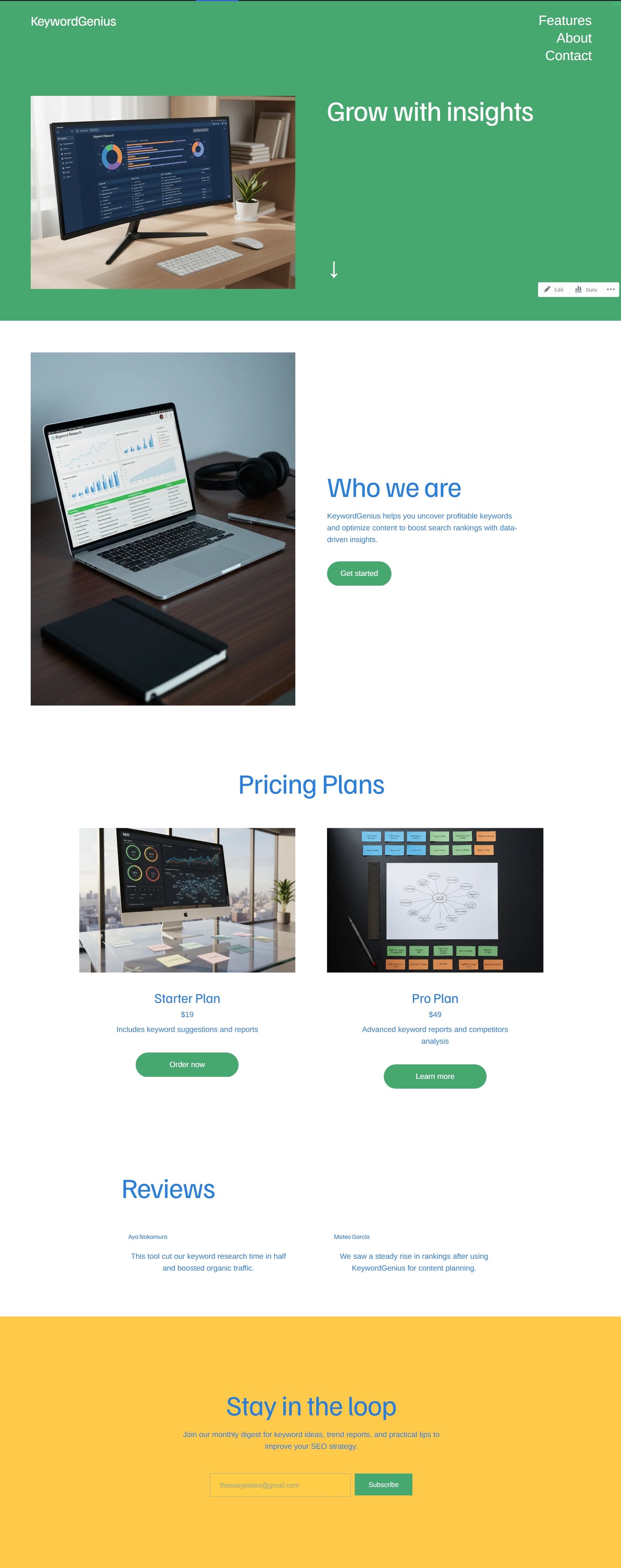A fully built SaaS website by WordPress.com AI website builder