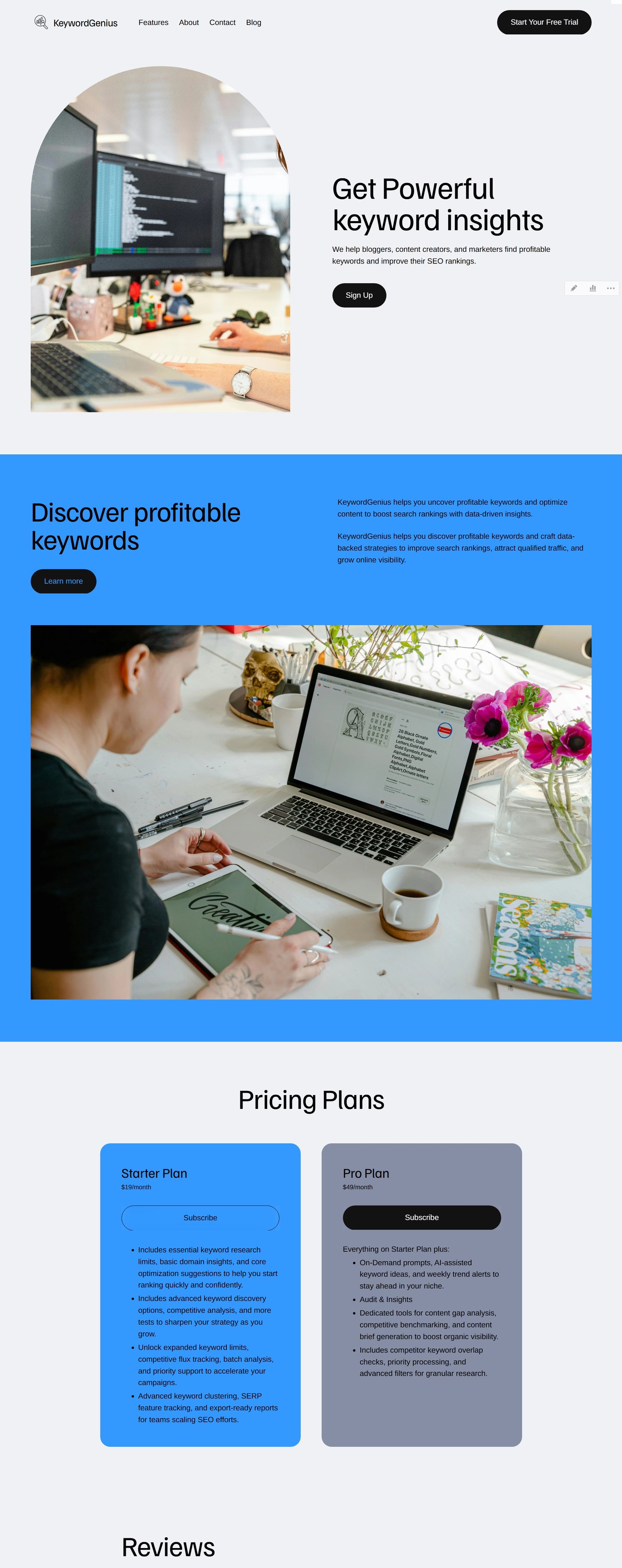 Final result from WordPress.com AI website builder