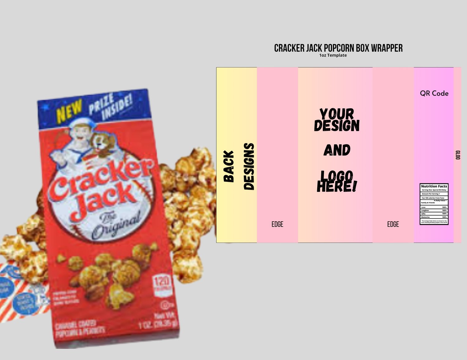 Cracker Jack Box Template Canva - 1oz Box - Payhip