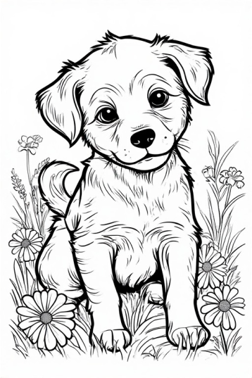 cute puppy in meadows
