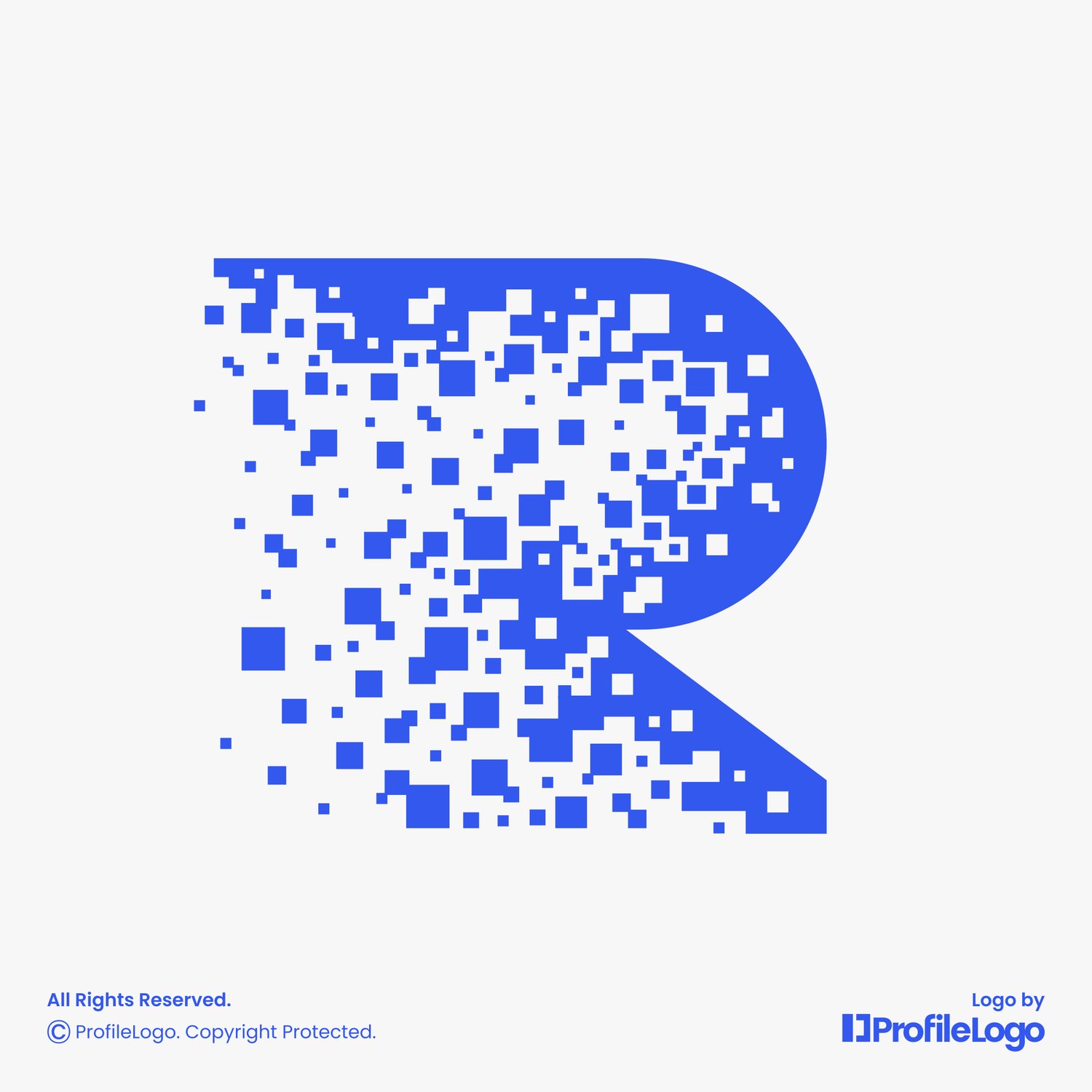Technology digital pixel letter R logo by ProfileLogo with light grey background