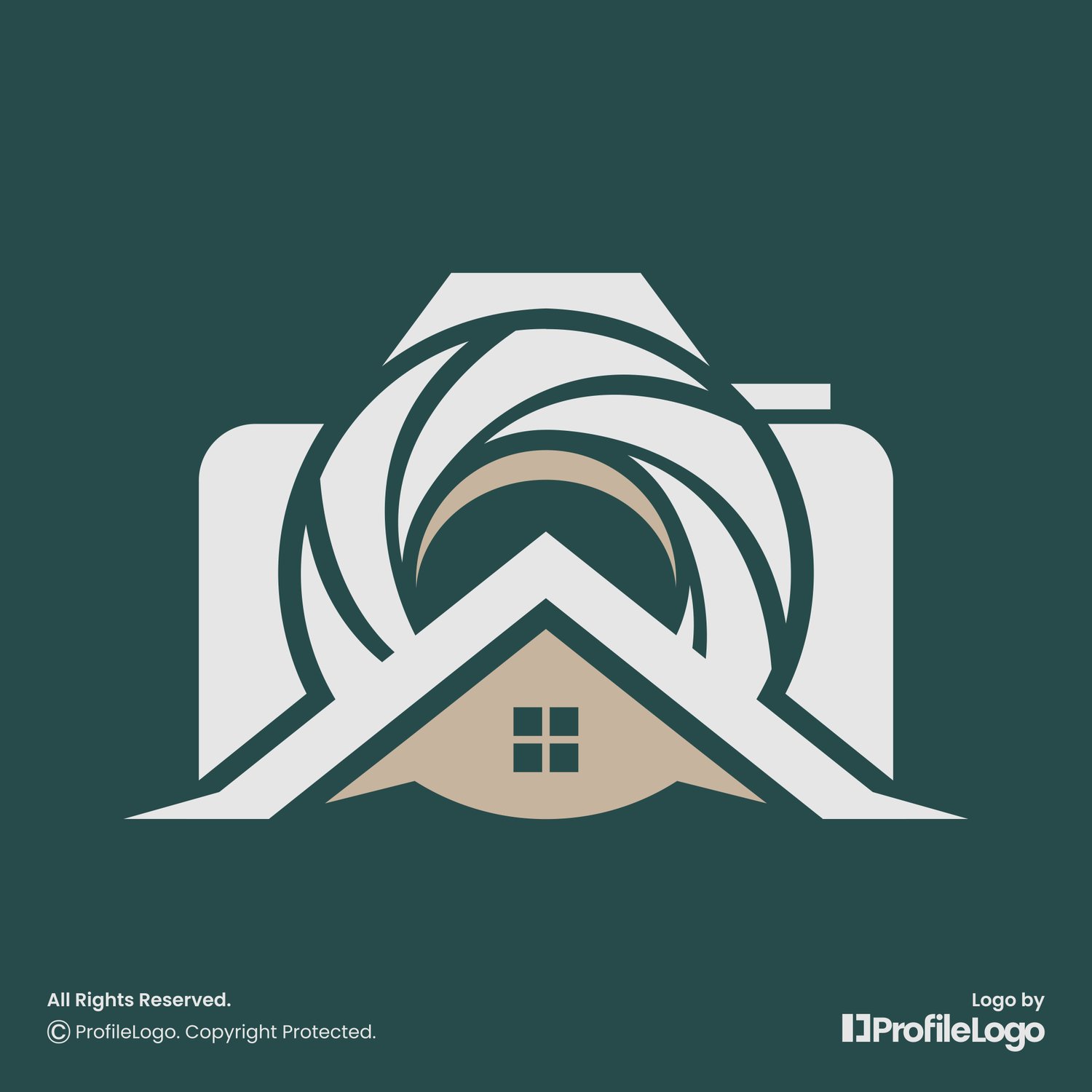 Real estate home camera photography logo by ProfileLogo with dark teal background