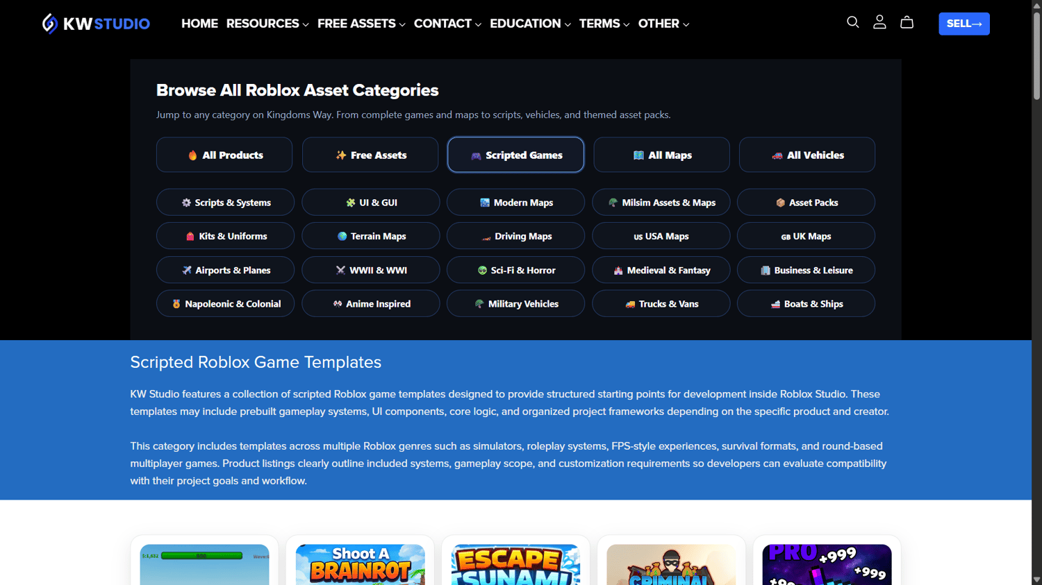 Browse All KW studio Roblox Asset Categories