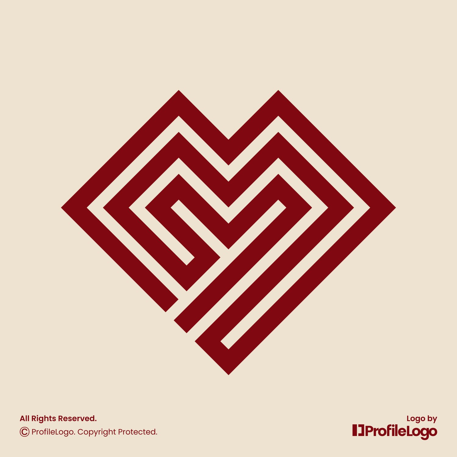 Geometric line love heart letter M logo by ProfileLogo with light background
