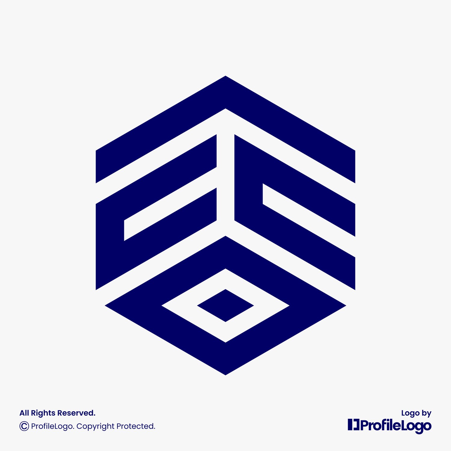 Simple hexagon letter EEO logo or EOE logo by ProfileLogo with light grey background