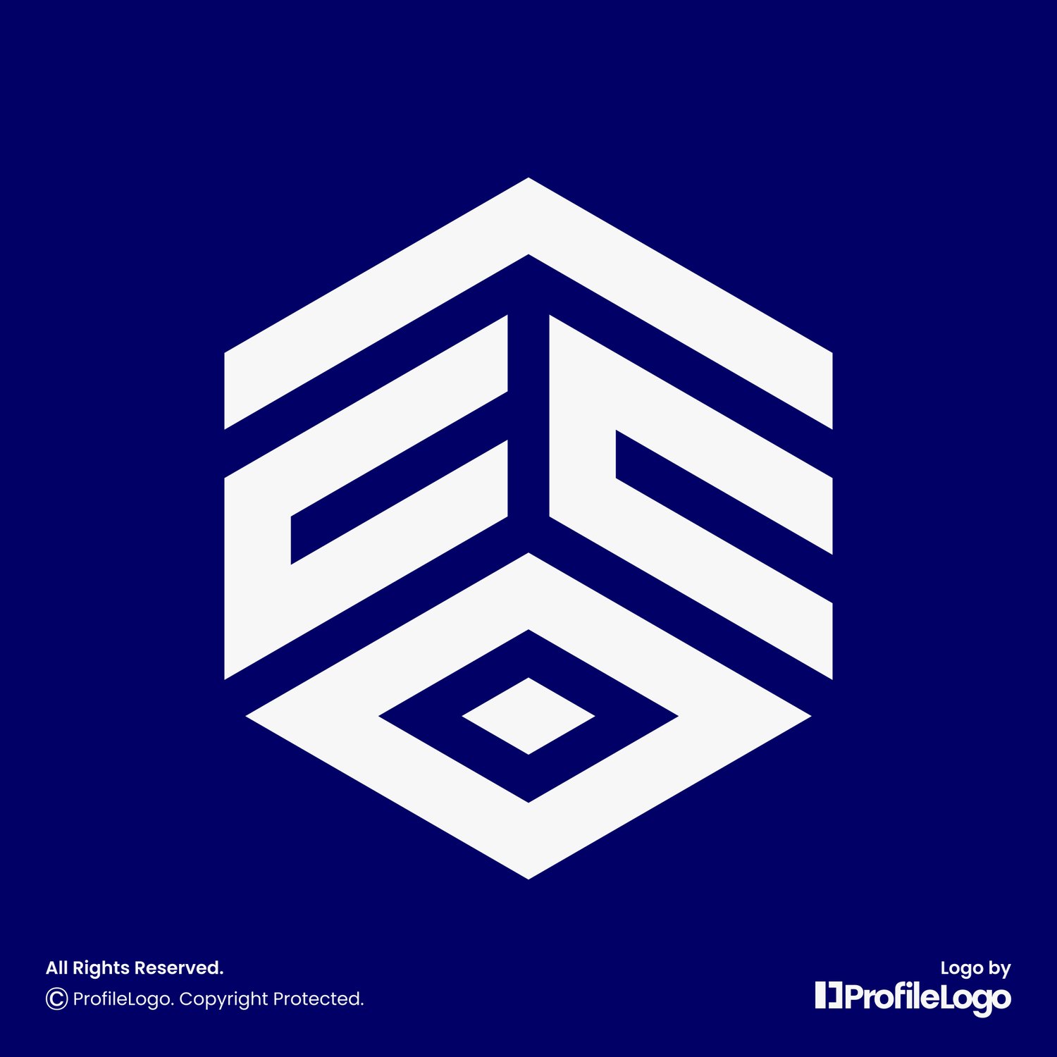 Simple hexagon letter EEO logo or EOE logo by ProfileLogo with dark blue background