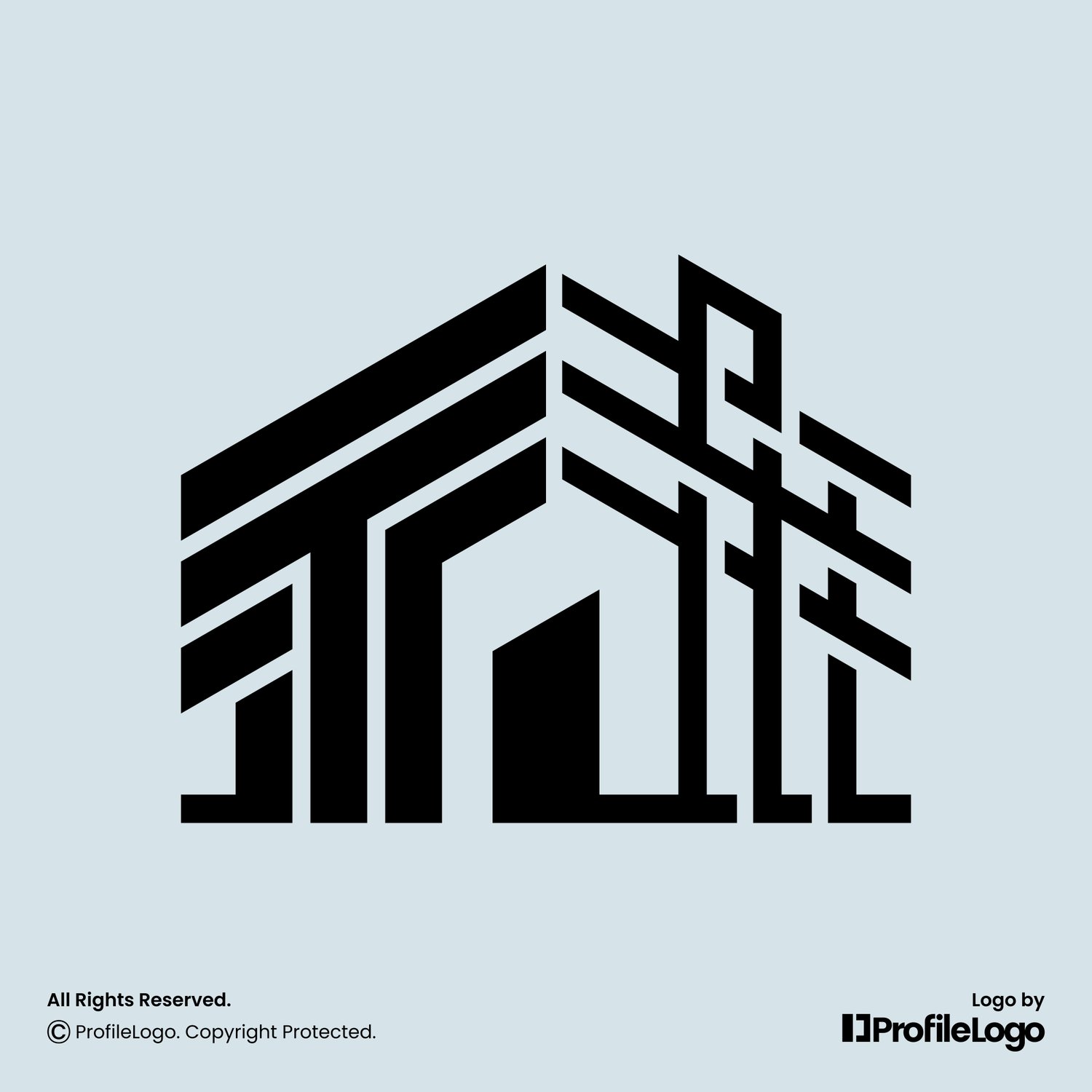 Building home construction letter T logo by ProfileLogo with light blue background