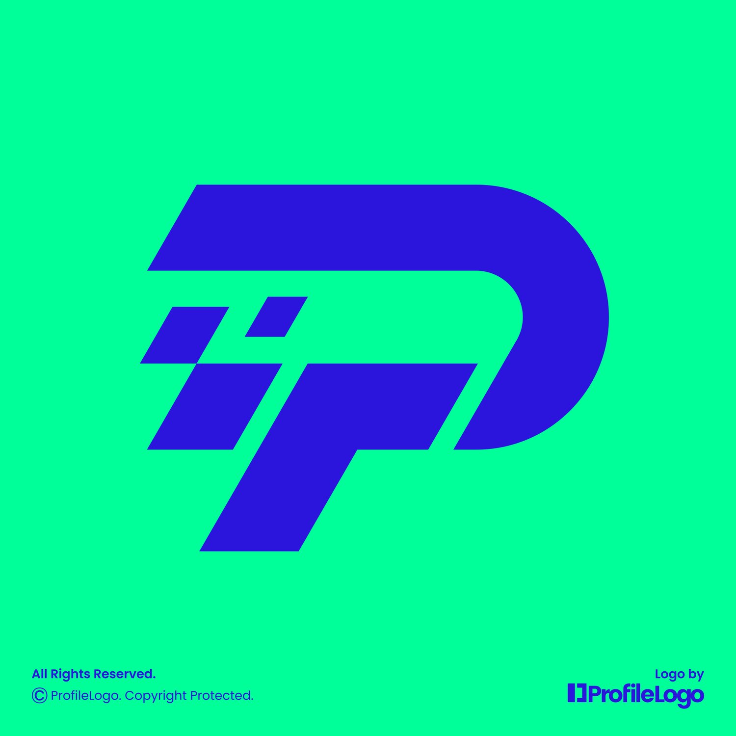 Digital pixel letter PT logo or TP logo by ProfileLogo with neon teal background