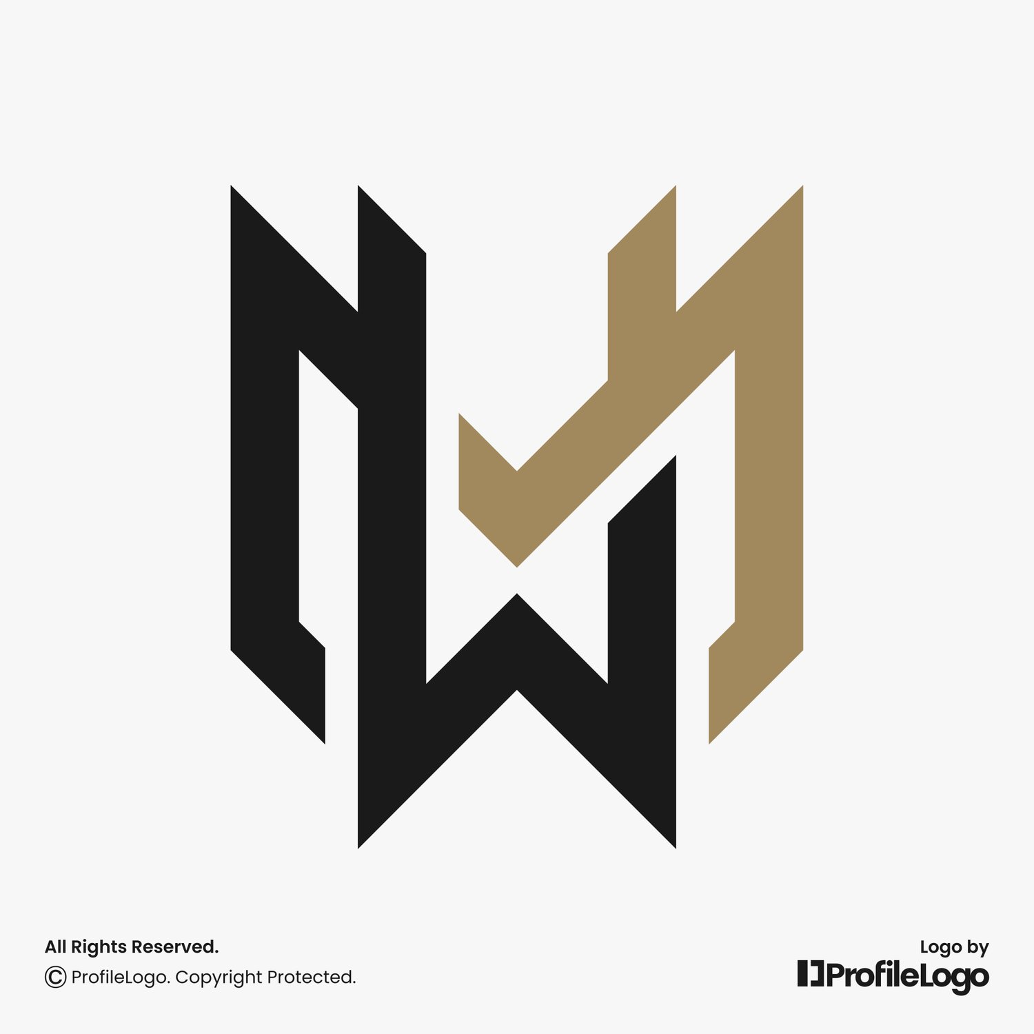 Luxury line letter MW logo or WM logo by ProfileLogo with light grey background