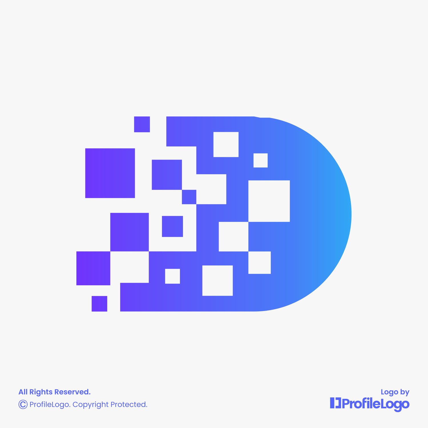 Technology pixel letter D logo by ProfileLogo with light grey background