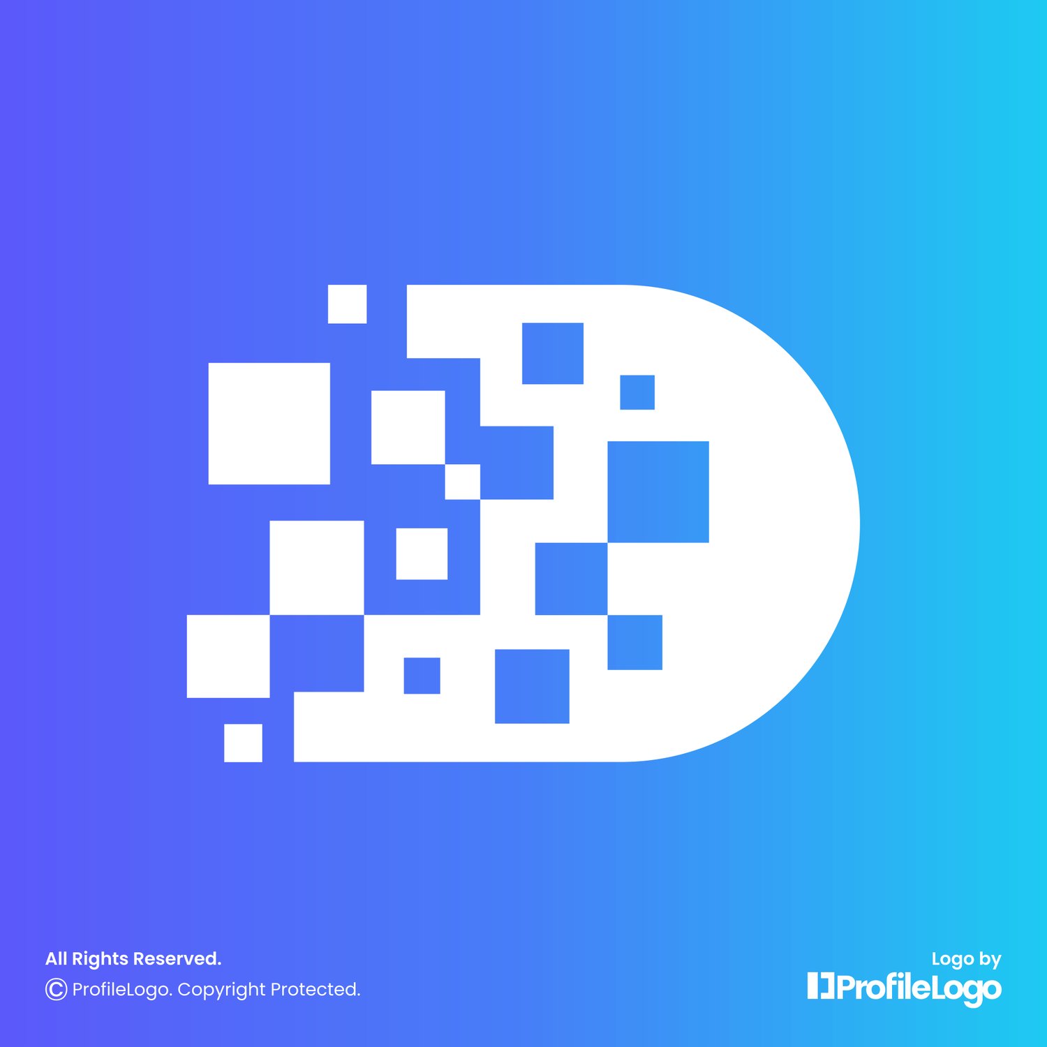 Technology pixel letter D logo by ProfileLogo with gradient blue background