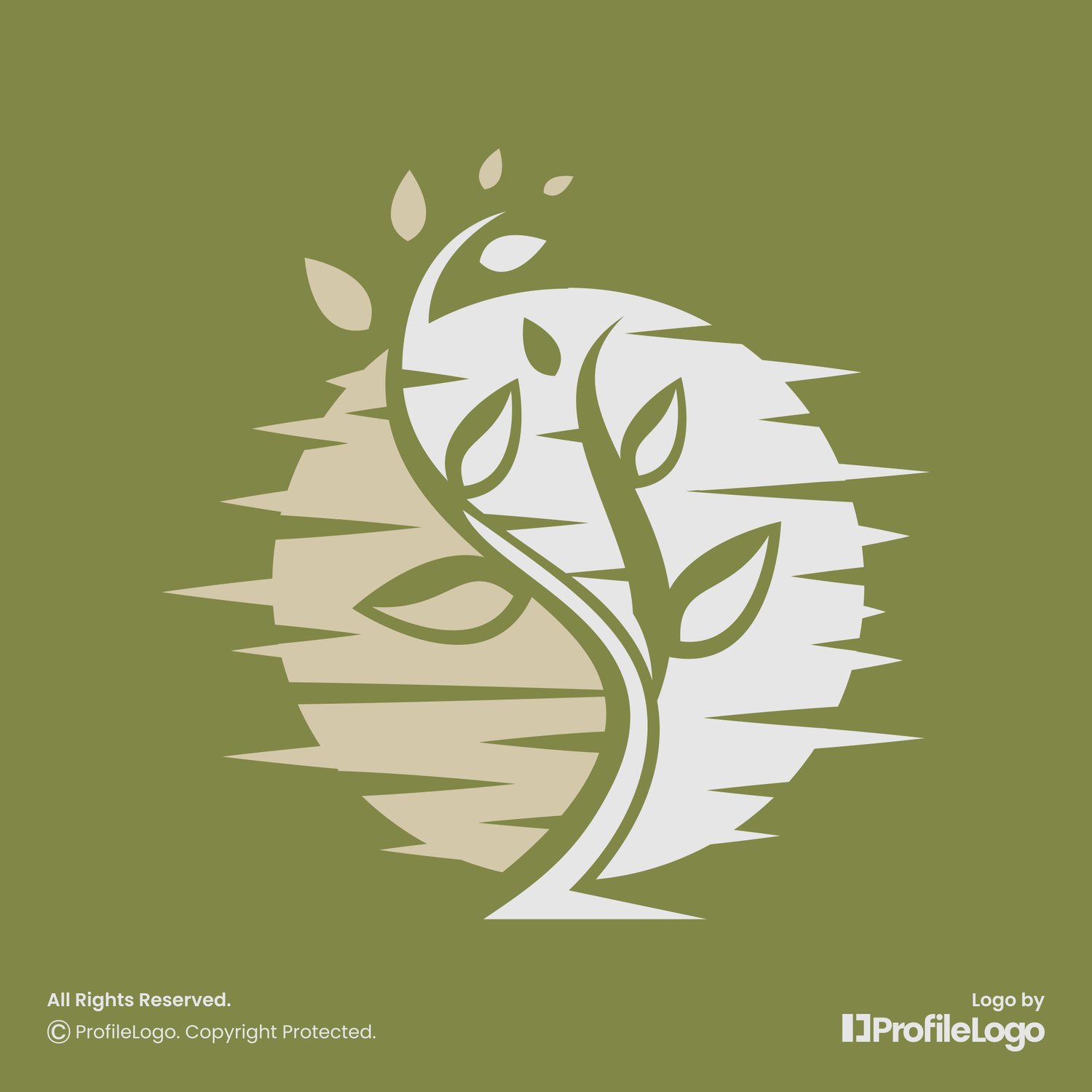 Retro nature sun plant leaf logo by ProfileLogo with green background