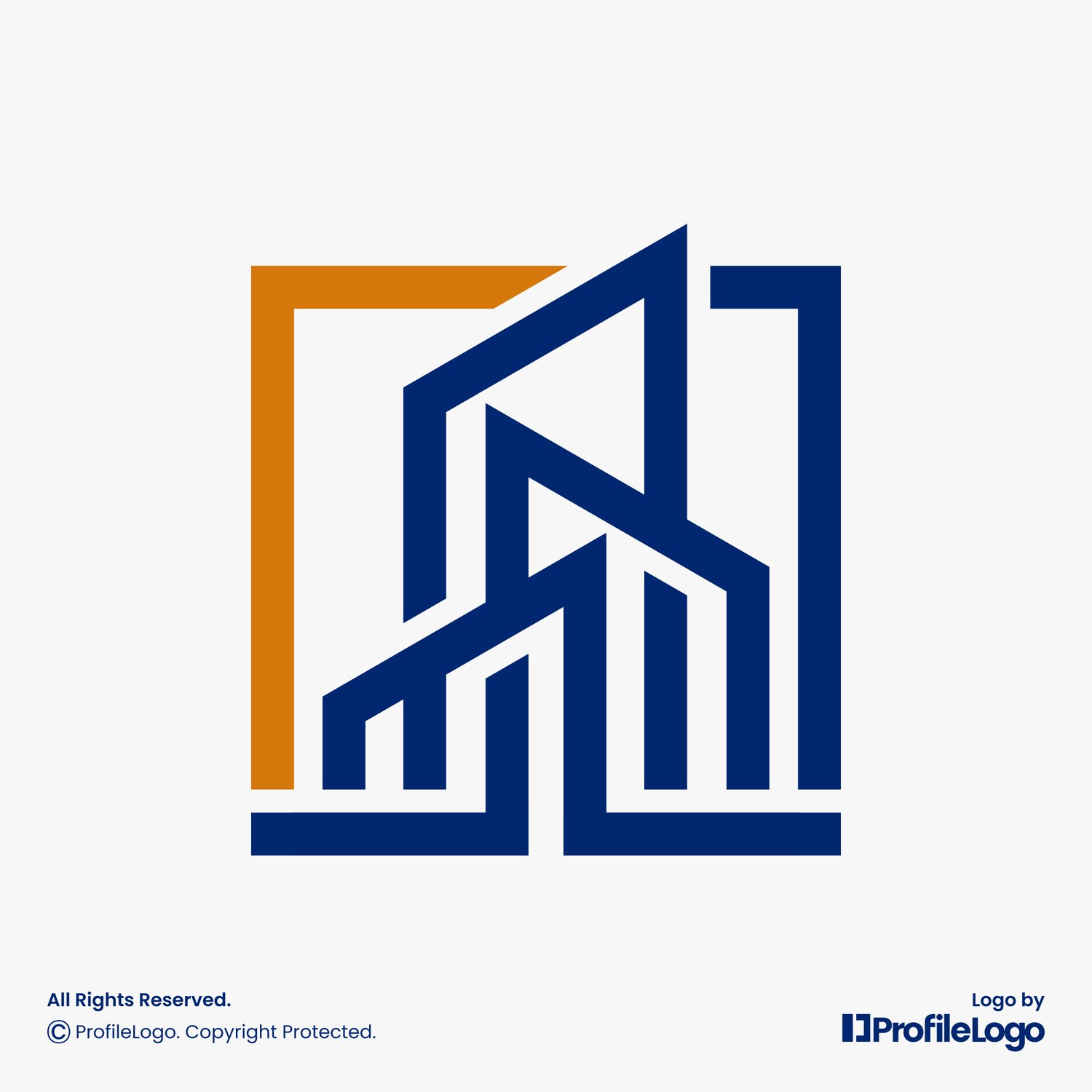 Modern line building architecture logo by ProfileLogo with light grey background
