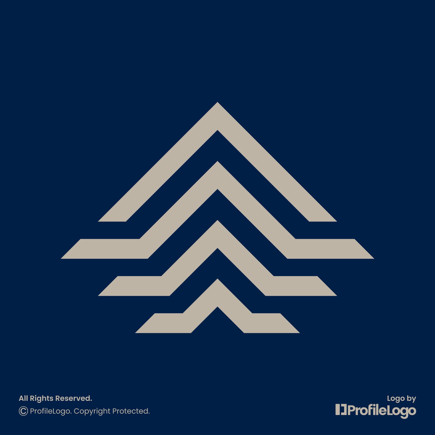 Luxury geometric line letter A logo by ProfileLogo with dark blue background