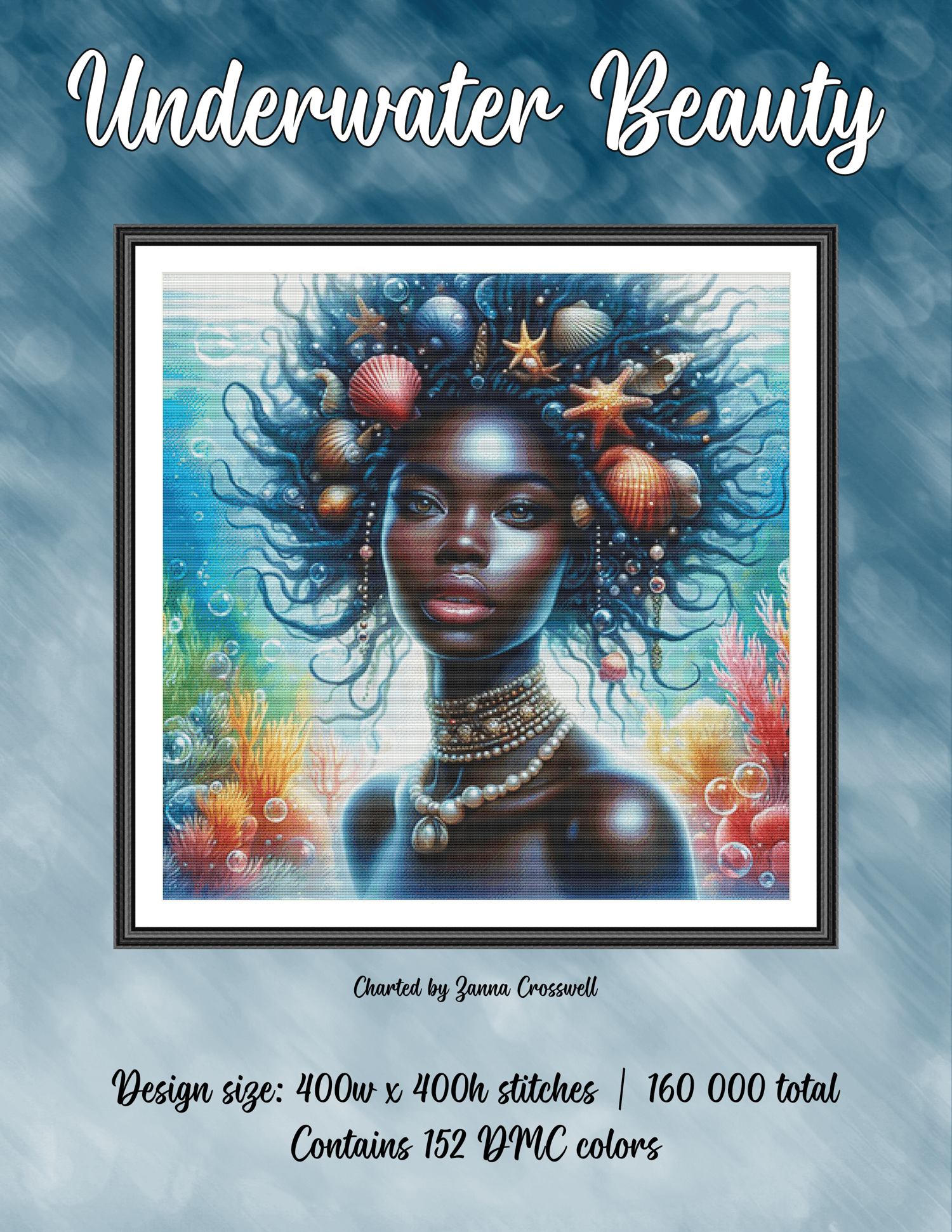 Underwater Beauty - Fantasy Full Coverage Cross Stitch Pattern For ...