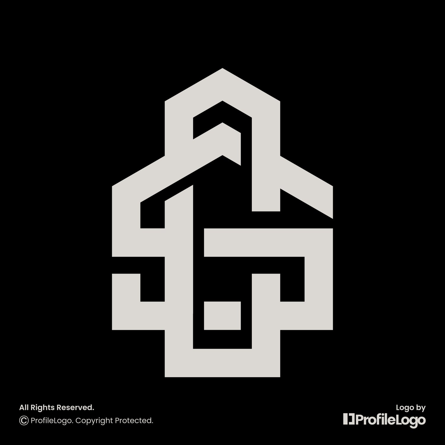 Construction home interlocking letter SC logo or CS logo by ProfileLogo with black background