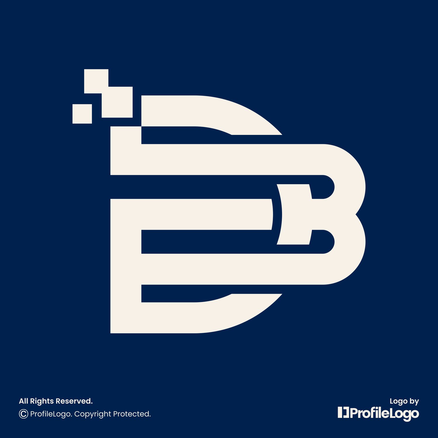 Abstract interlocking letter DB logo or BD logo by ProfileLogo with dark blue background