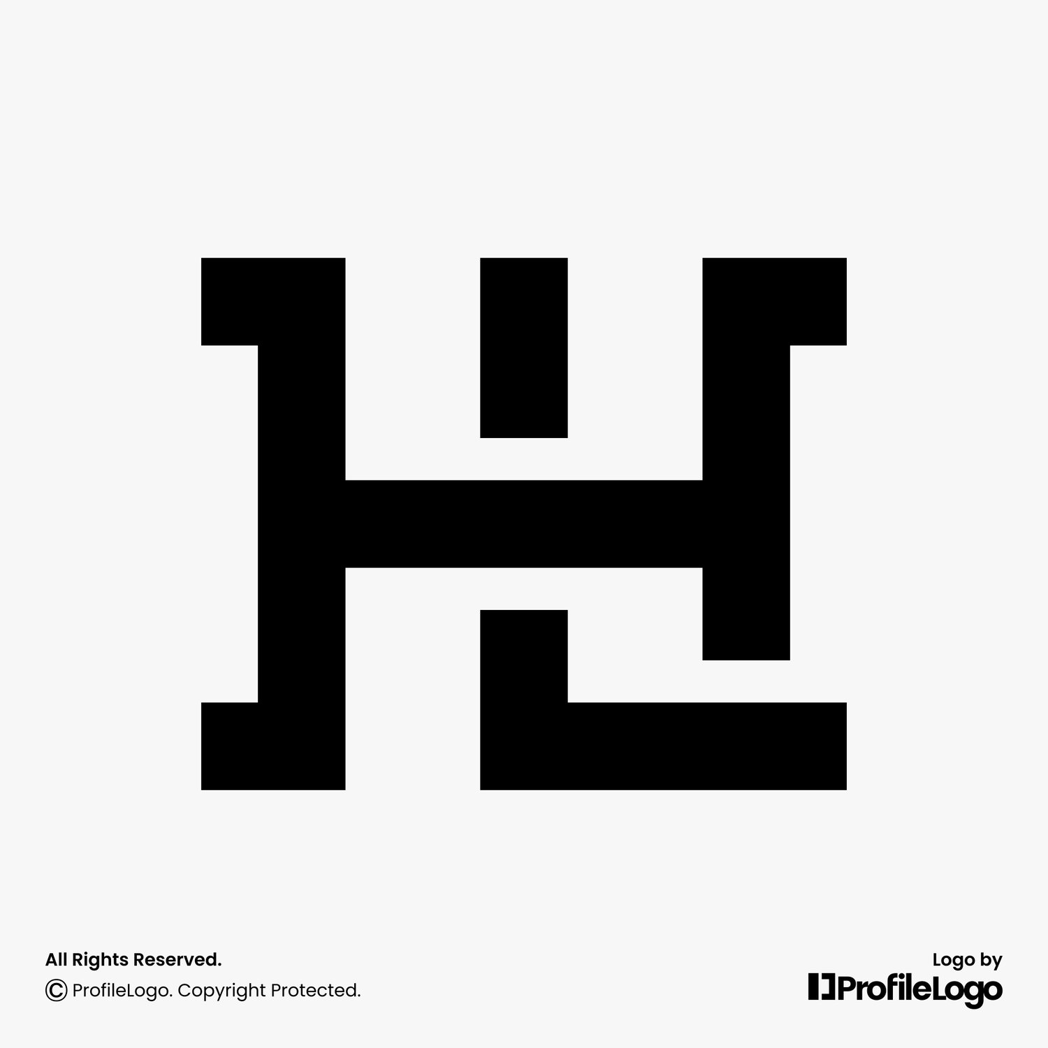 Minimal line letter HL logo or LH logo by ProfileLogo with light grey background