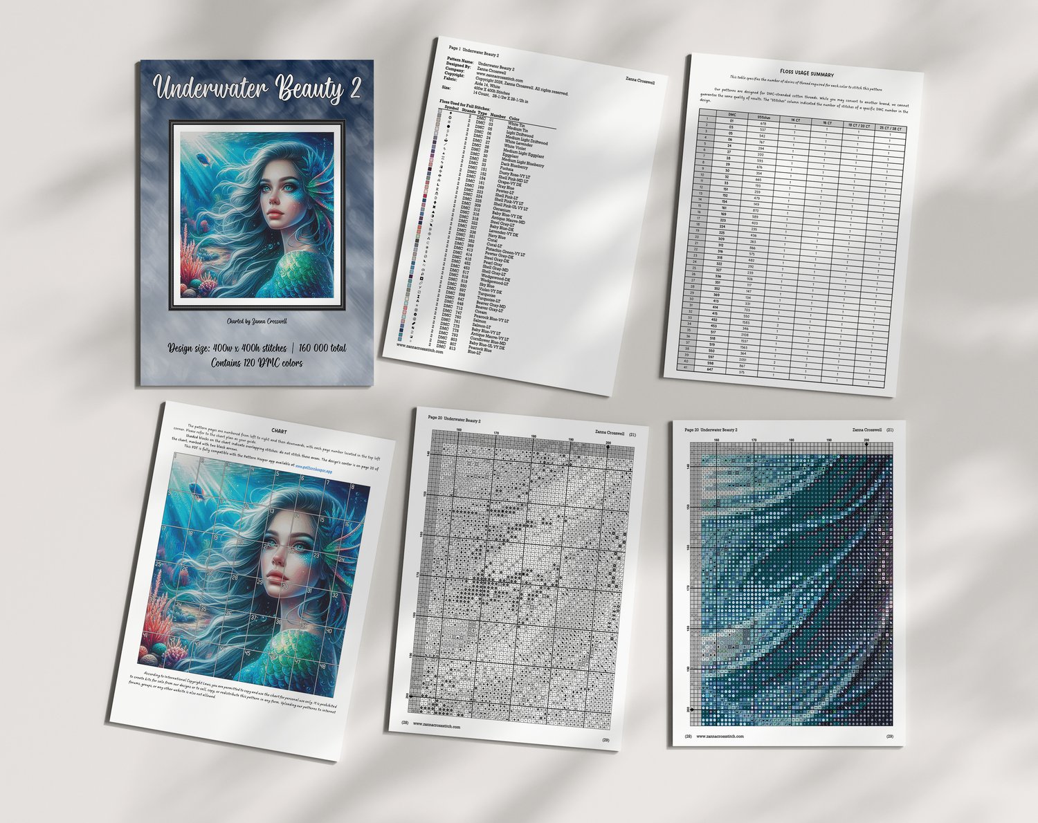 Underwater Beauty 2 - Fantasy Full Coverage Cross Stitch Pattern For ...